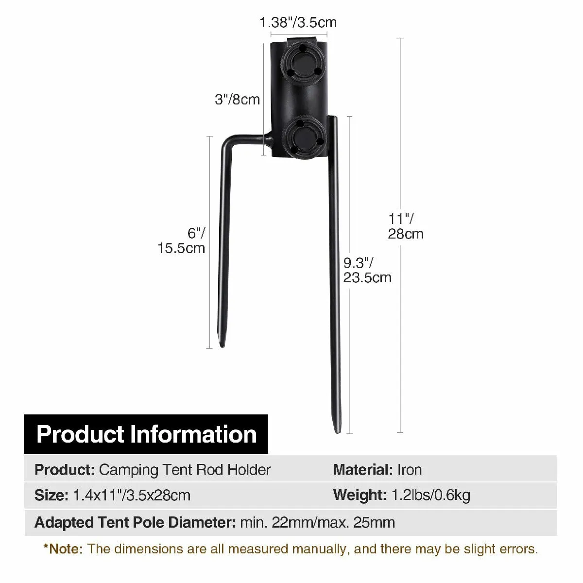 2 Pack Camping Tent Rod Holder with Stakes