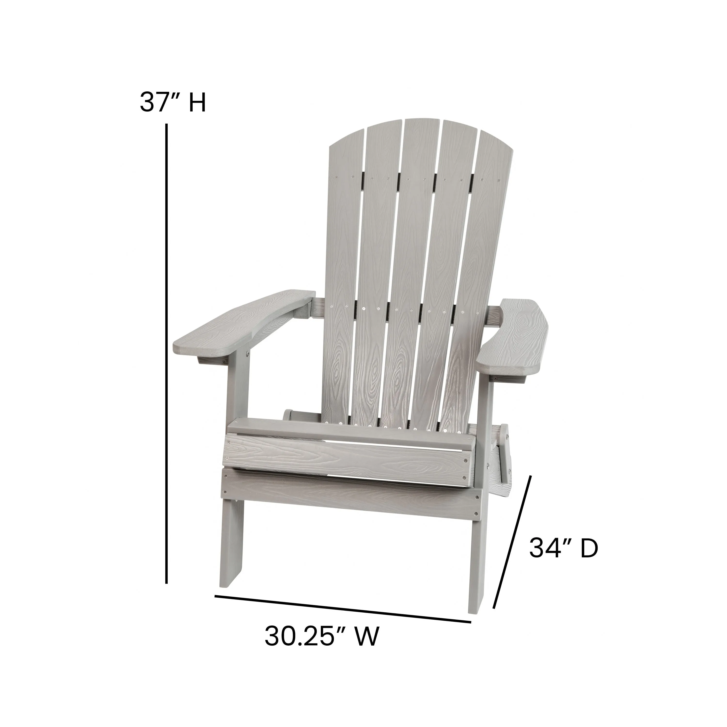 2 Pack Charlestown All-Weather Poly Resin Folding Adirondack Chairs with Side Table