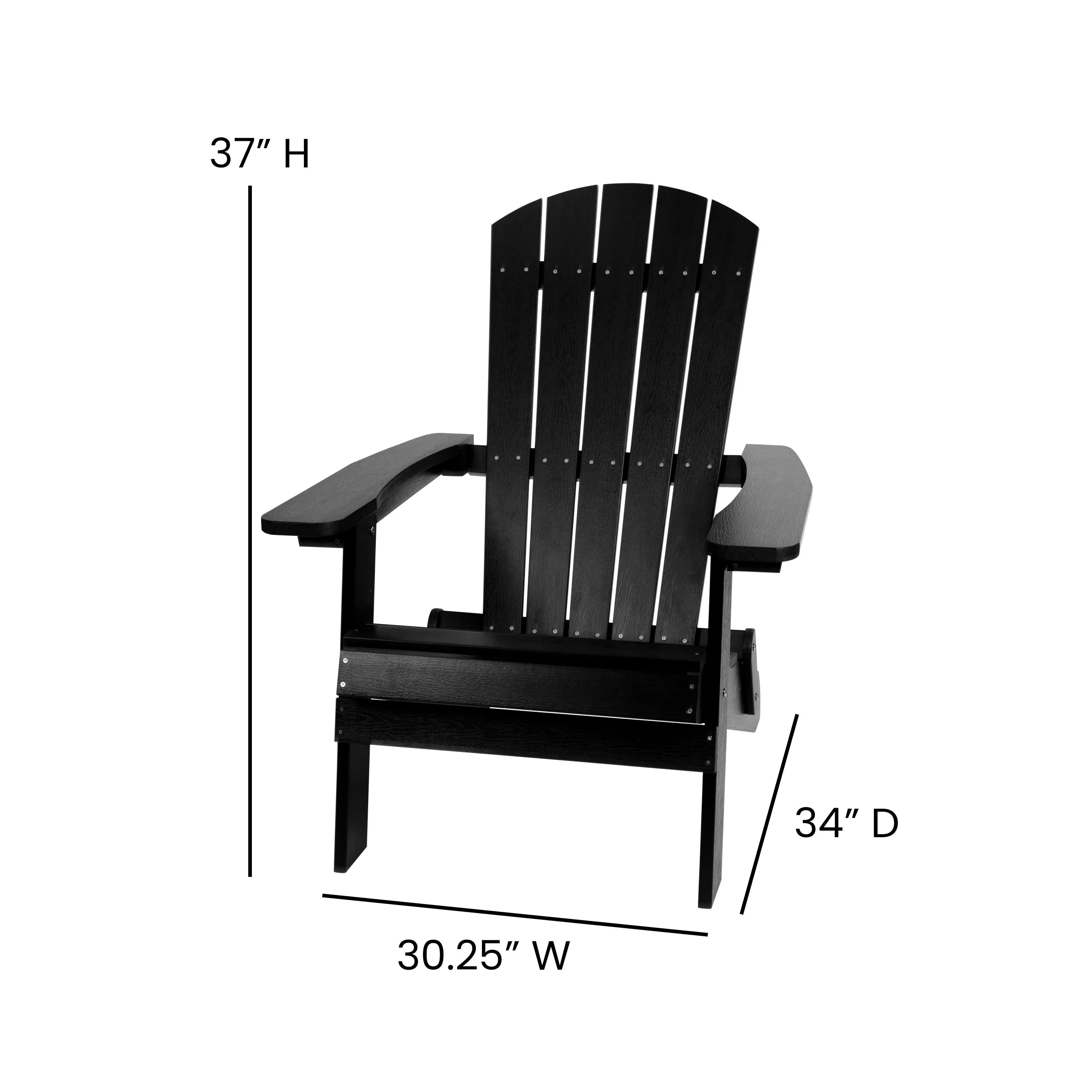 2 Pack Charlestown All-Weather Poly Resin Folding Adirondack Chairs with Side Table