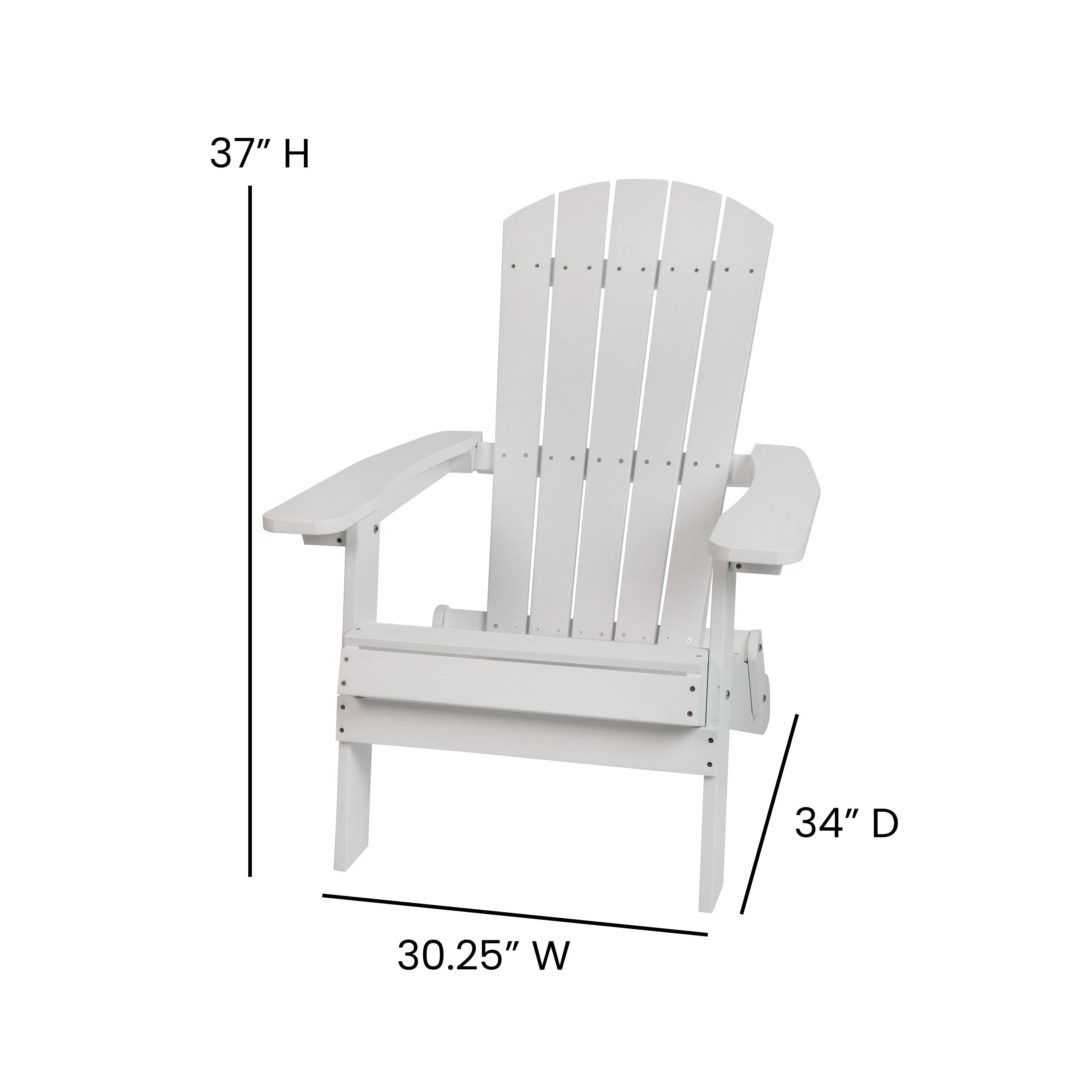 2 Pack Charlestown All-Weather Poly Resin Folding Adirondack Chairs with Side Table