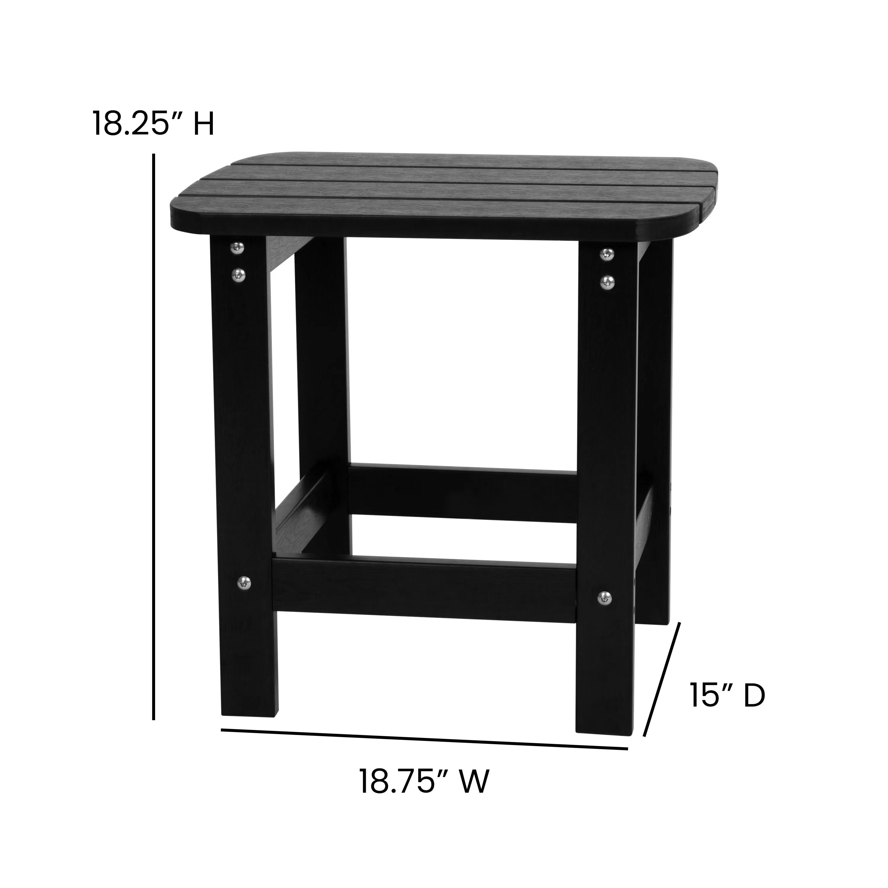 2 Pack Charlestown All-Weather Poly Resin Folding Adirondack Chairs with Side Table