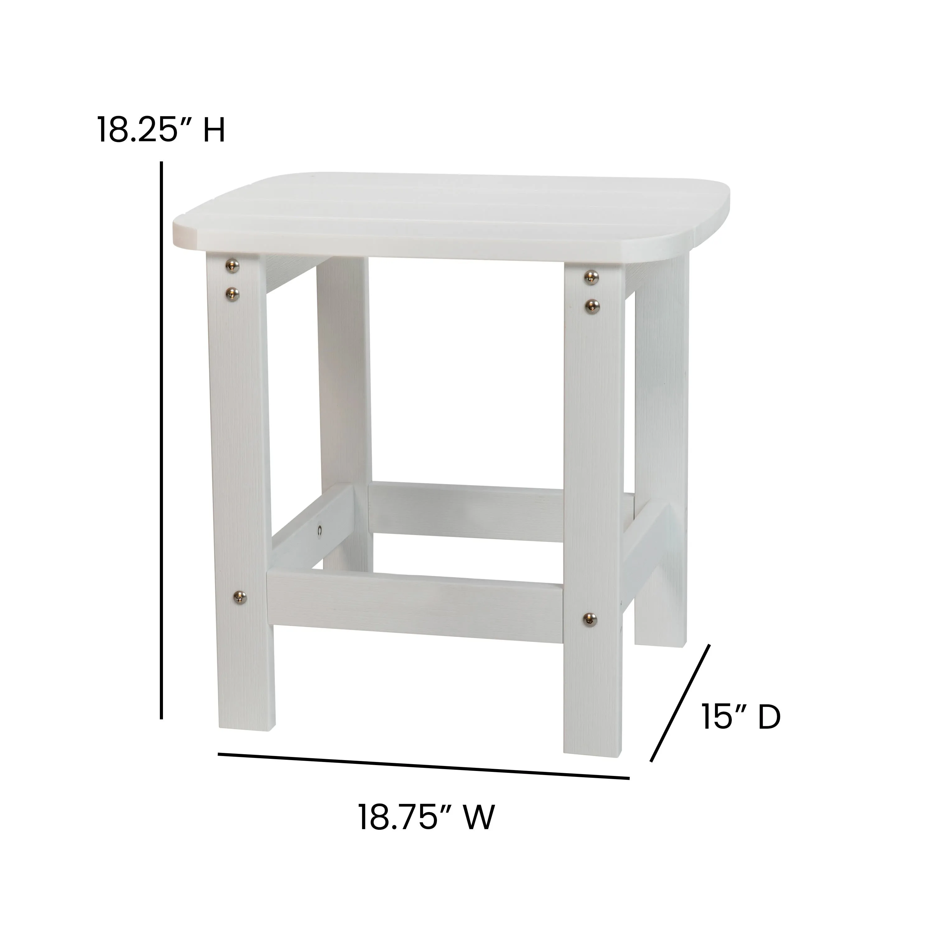 2 Pack Charlestown All-Weather Poly Resin Folding Adirondack Chairs with Side Table