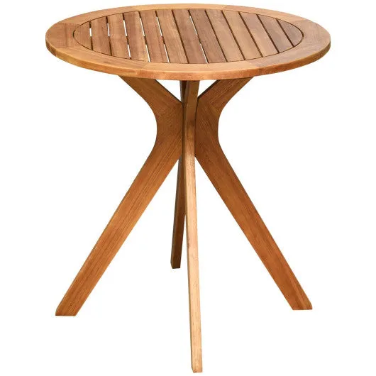 27 InchOutdoor Round Solid Wood Coffee Side Bistro Table