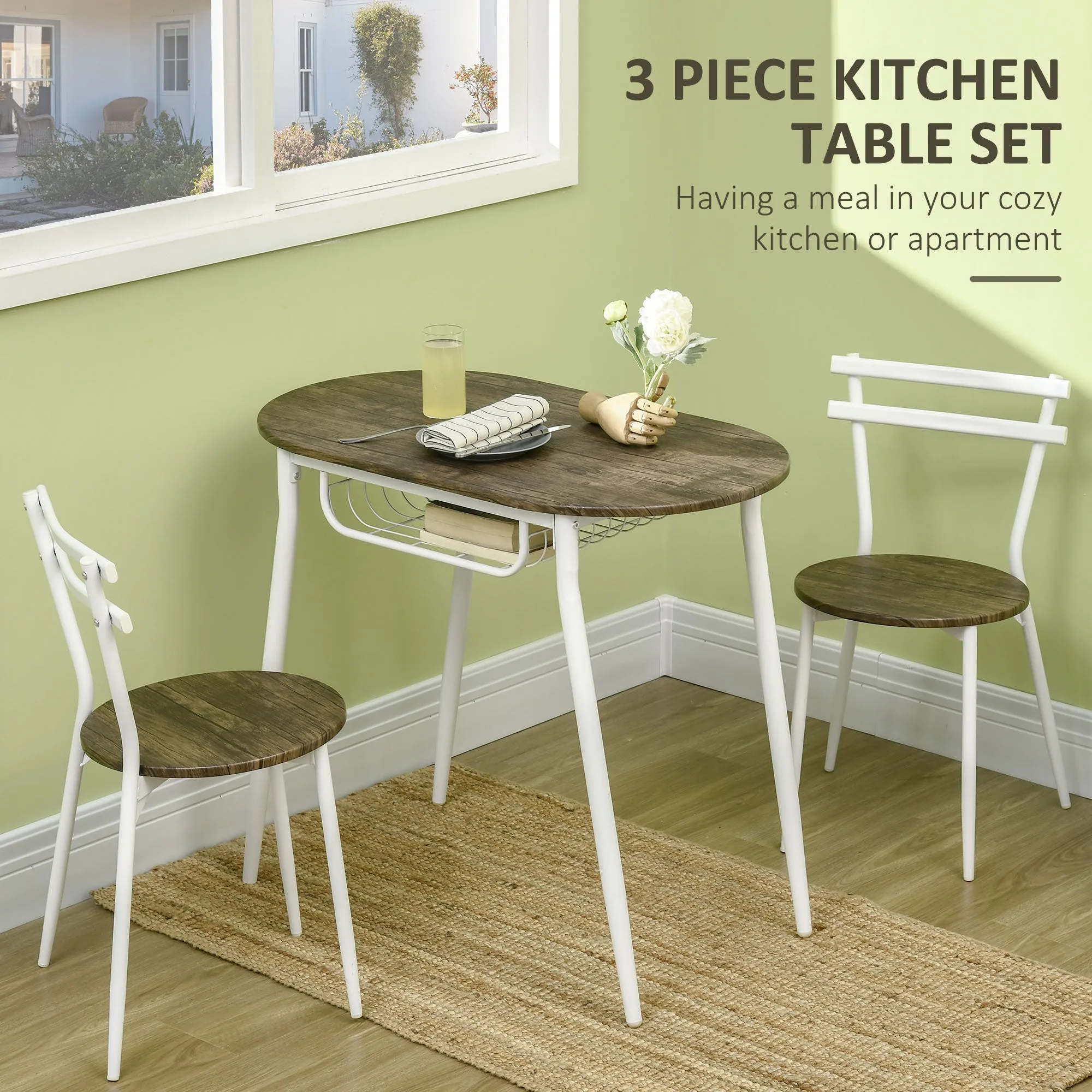 3-Piece Dining Table and Chairs Set