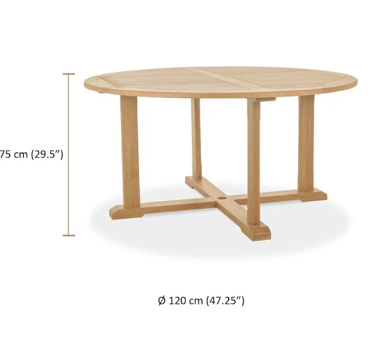 47" Round Teak Dining Table