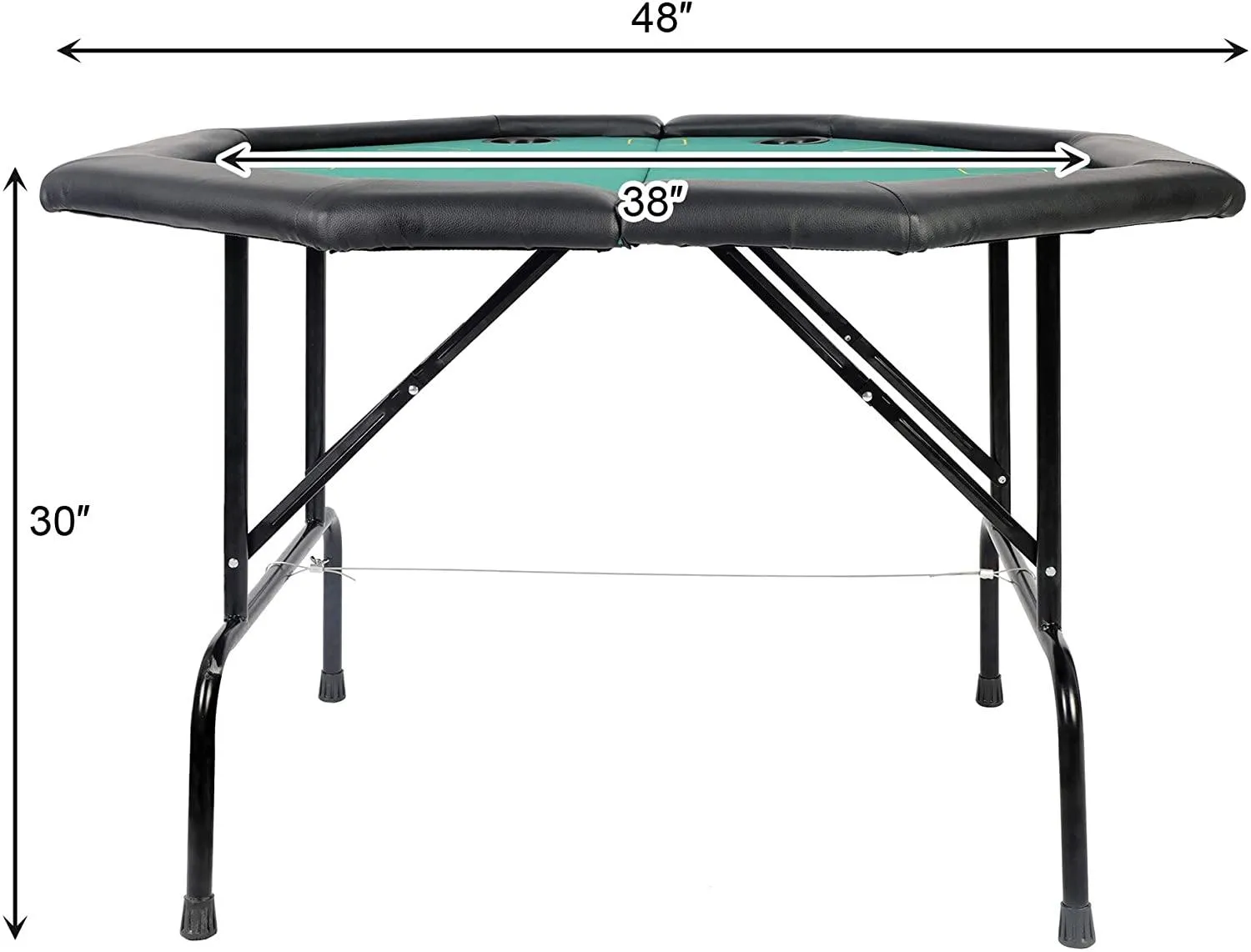 48" Octagon Foldable Poker Table for 8 Player Texas Casino Blackjack Table with Plastic Cup Holders