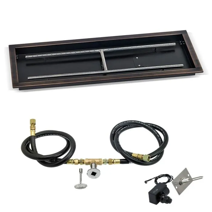 48" x 14" Rectangular Oil Rubbed Bronze Drop-In Pan with Spark Ignition Kit - Natural Gas