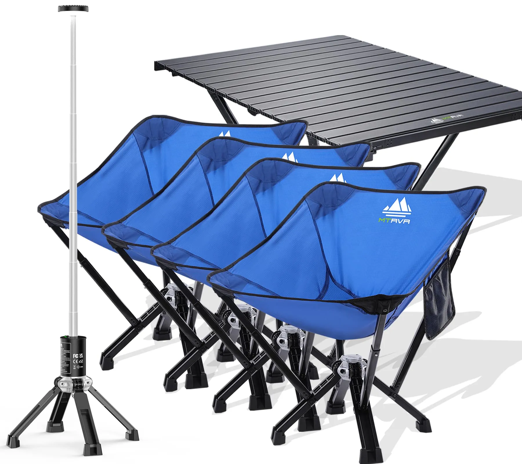 6-Pack: 4xBlue Classic Chairs 1xLong Table 1xLight