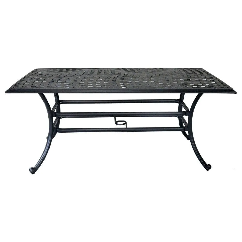 68 Inch Wynn Outdoor Patio Pattern Metal Dining Table, Black By Casagear Home