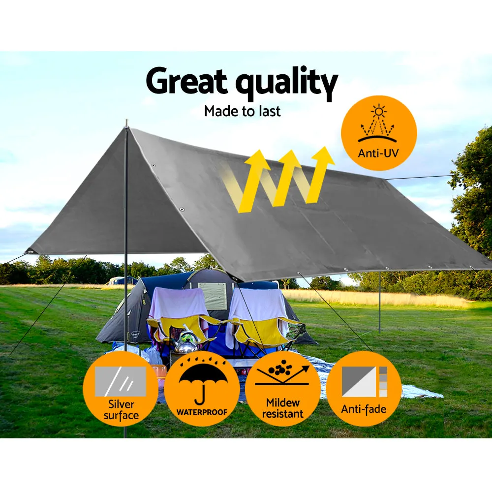 7.3x9m Tarp Camping Tarps Poly Tarpaulin Heavy Duty Cover 180gsm Silver