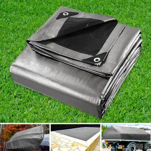 9x12m Tarp Camping Tarps Poly Tarpaulin Heavy Duty Cover 180gsm Silver