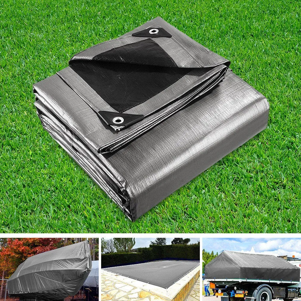 9x12m Tarp Camping Tarps Poly Tarpaulin Heavy Duty Cover 180gsm Silver