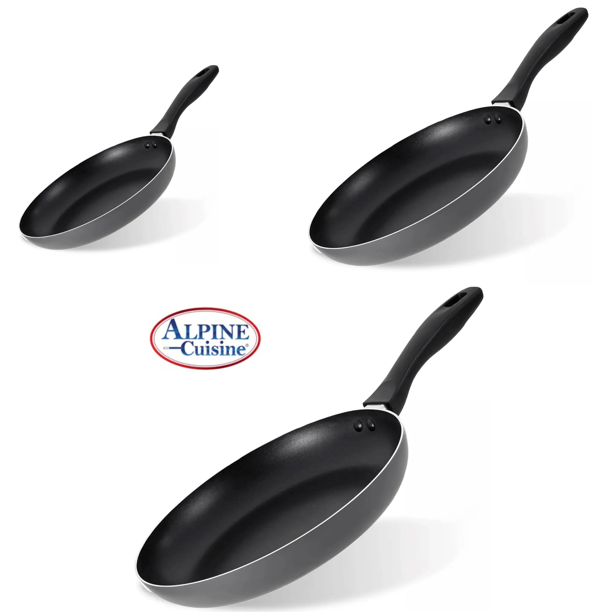 Alpine Cuisine Non-Stick 3-Piece Aluminum Fry Pan Set