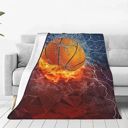 American Football Blanket 3D Print Throw Blanket White Ball in Fire and Water Soft Blankets Baseball Gifts for Kids Boys All Season Couch Bed Sofa Home Decor (American Football,50"×40")