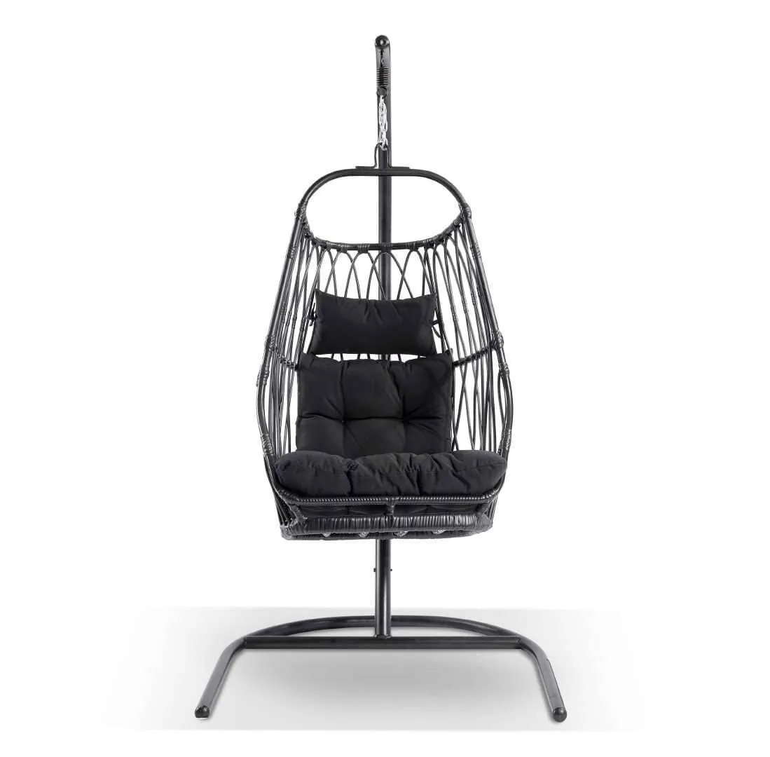 Arlo Hanging Egg Chair With Stand In Black