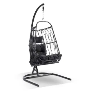 Arlo Hanging Egg Chair With Stand In Black