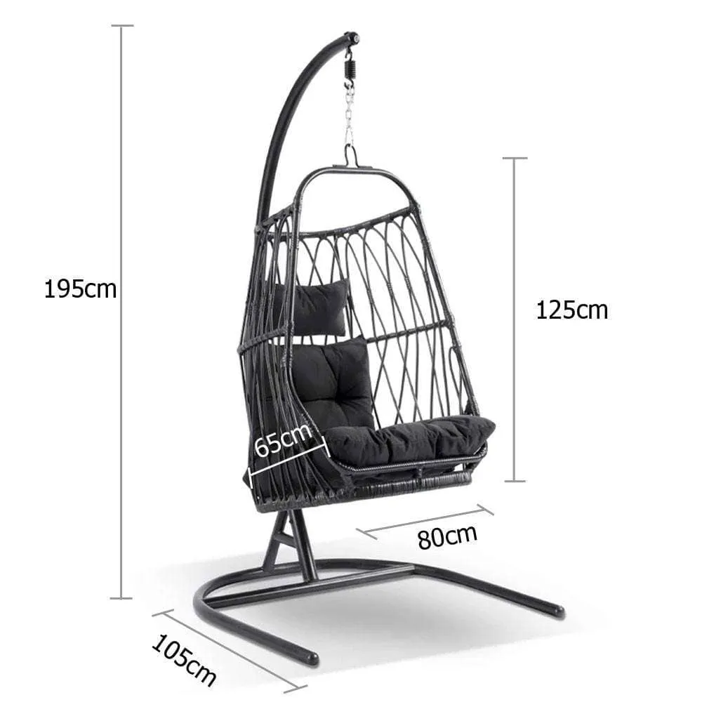 Arlo Hanging Egg Chair With Stand In Black