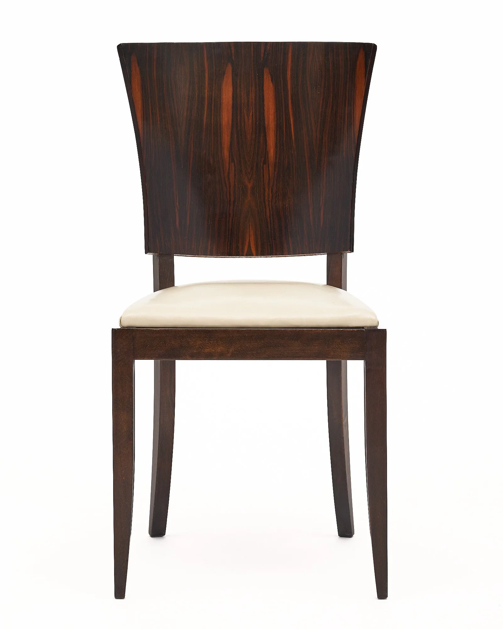 Art Deco Period Macassar Dining Chairs in the style of Jules Leleu