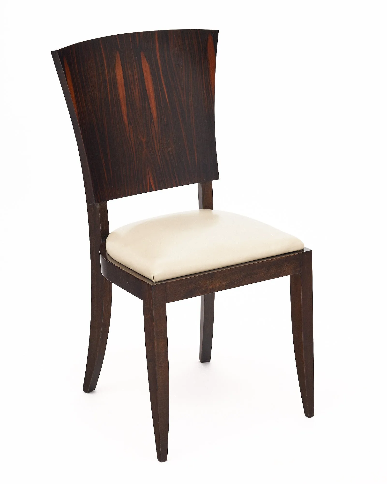 Art Deco Period Macassar Dining Chairs in the style of Jules Leleu