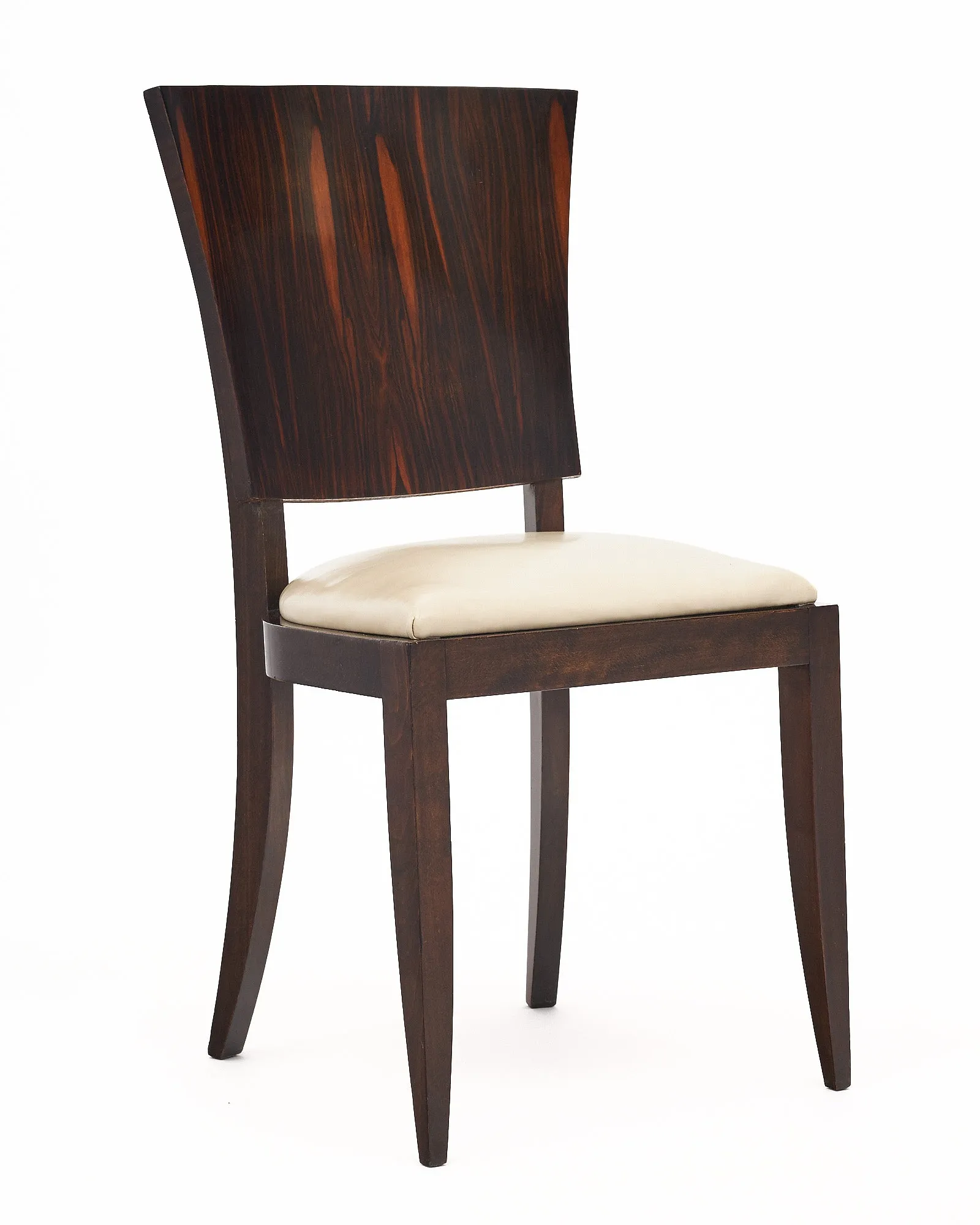 Art Deco Period Macassar Dining Chairs in the style of Jules Leleu