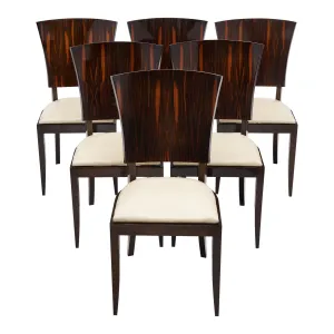 Art Deco Period Macassar Dining Chairs in the style of Jules Leleu