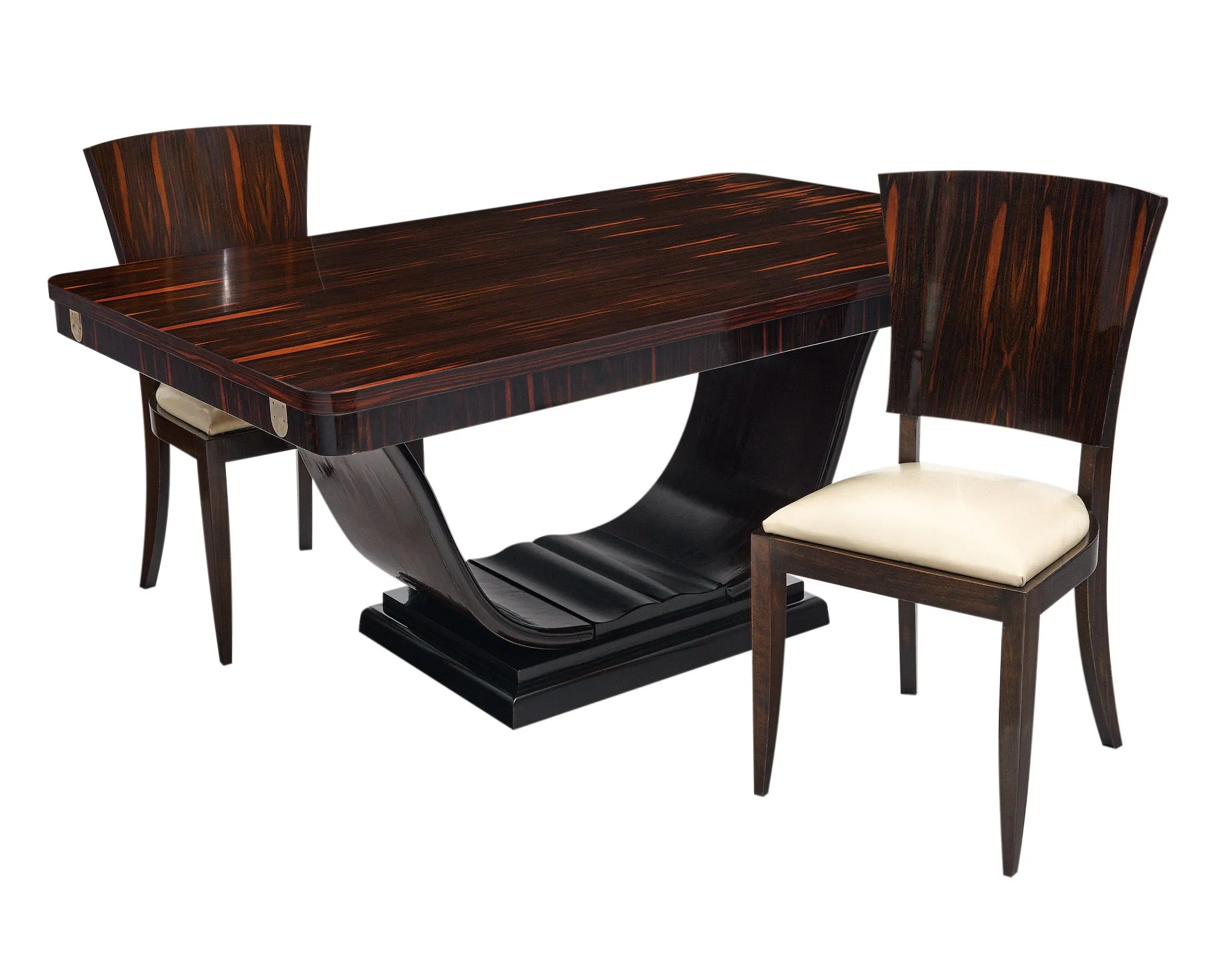 Art Deco Period Macassar Dining Chairs in the style of Jules Leleu