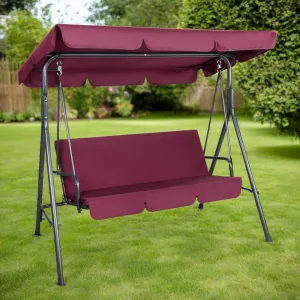 Astride 3 Seater Outdoor Swing Chair Garden Canopy Bench Seat Backyard - Wine Red