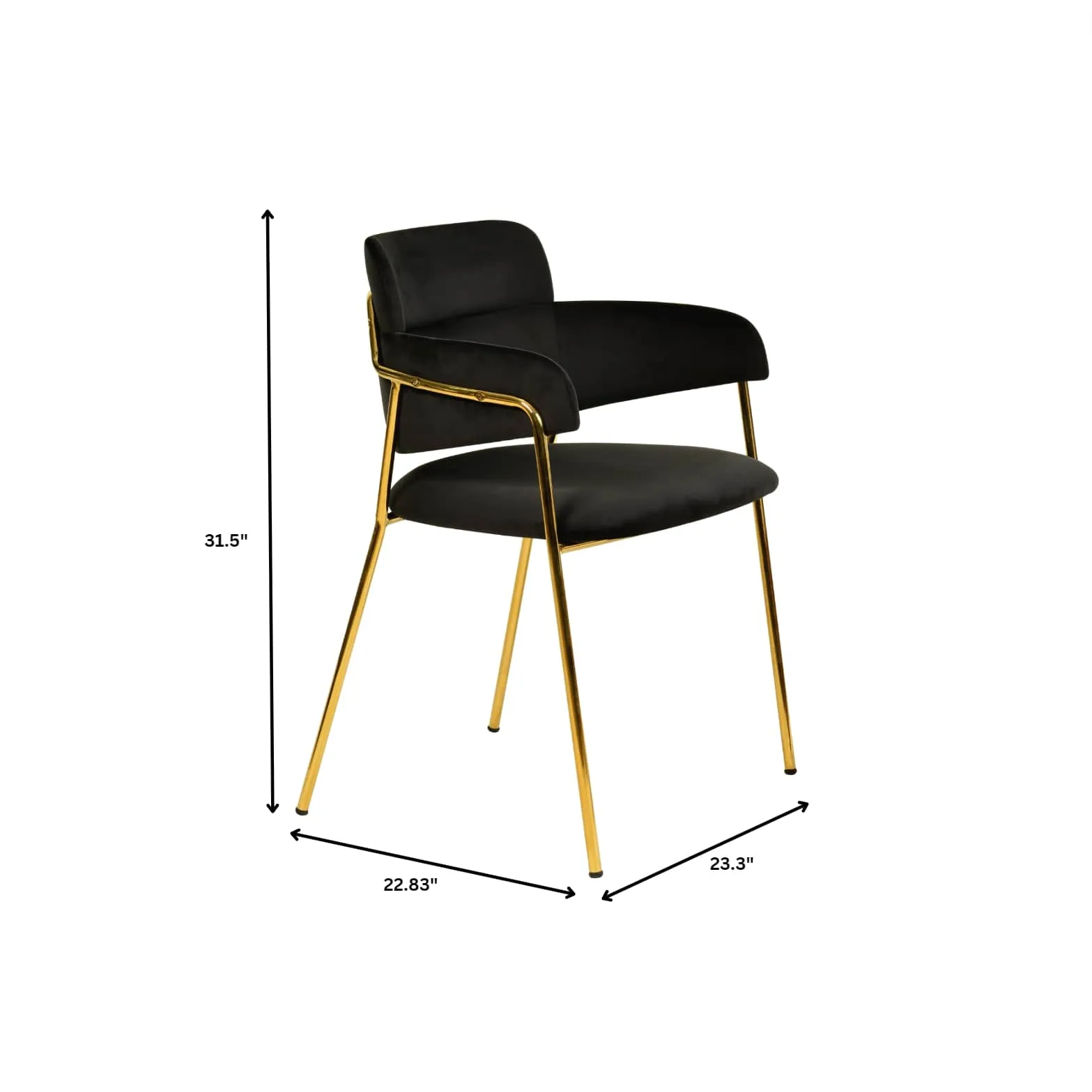 Axis Upholstered Dining Chairs Curved Open-Back & Gold Legs Set of 4