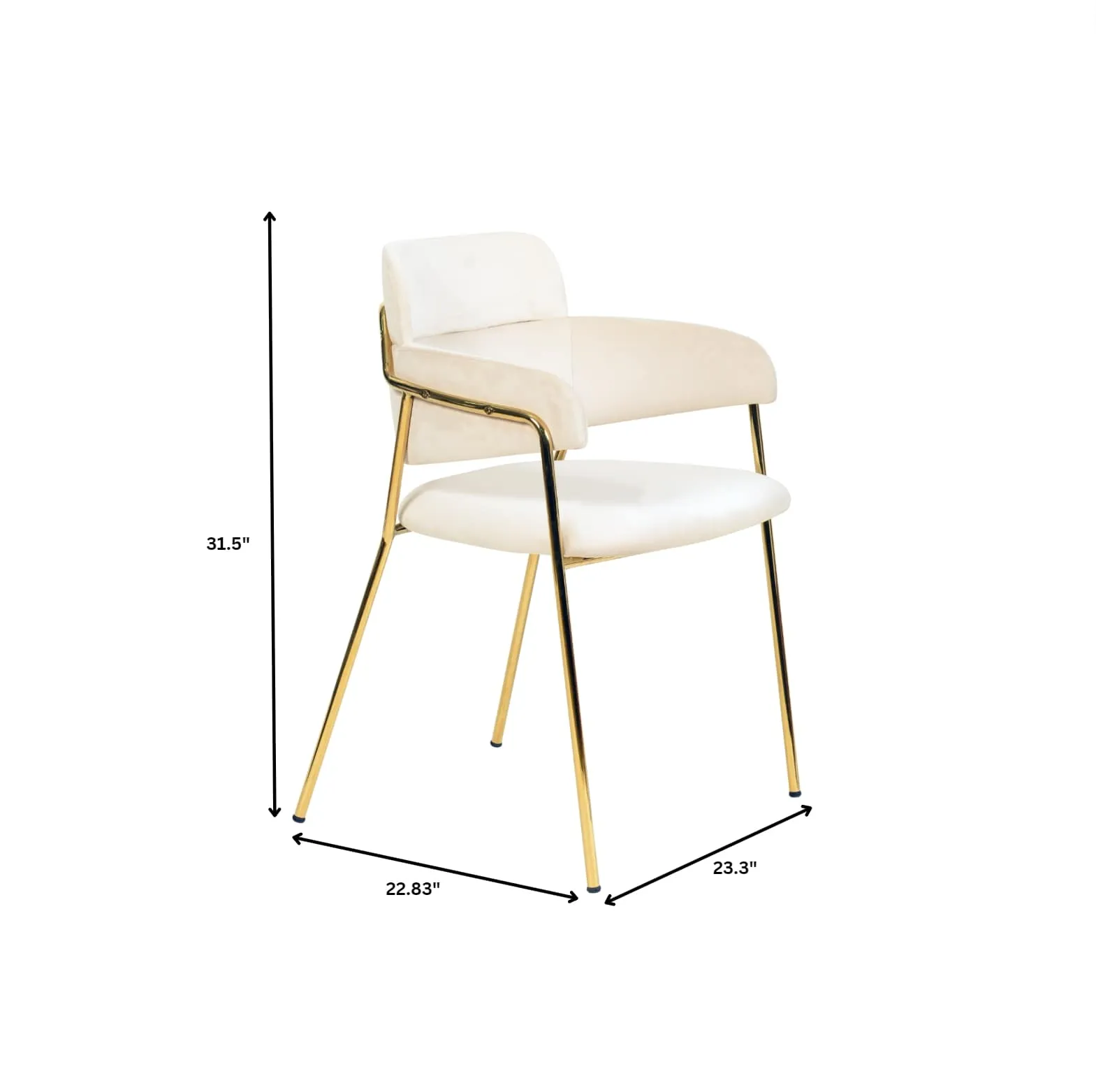 Axis Upholstered Dining Chairs Curved Open-Back & Gold Legs Set of 4