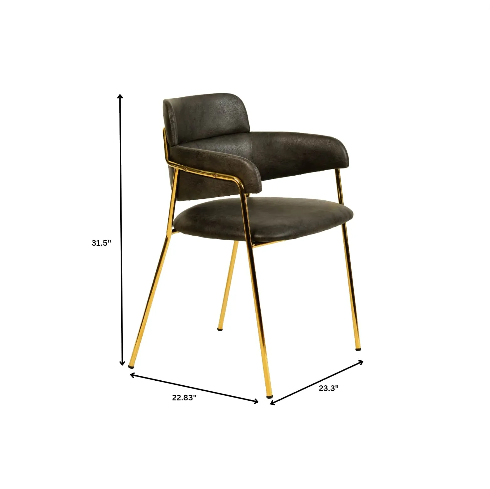 Axis Upholstered Dining Chairs Curved Open-Back & Gold Legs Set of 4