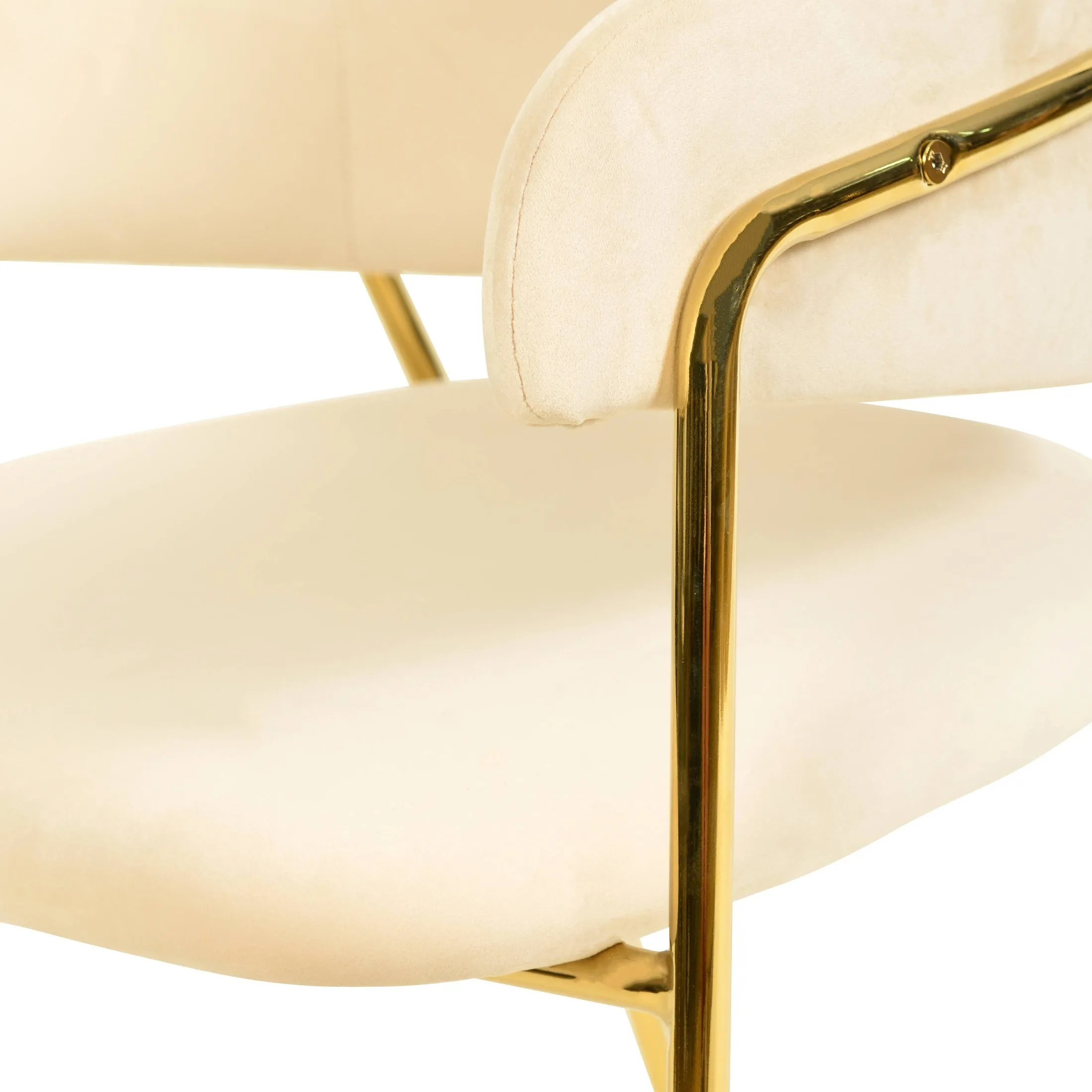 Axis Upholstered Dining Chairs Curved Open-Back & Gold Legs Set of 4