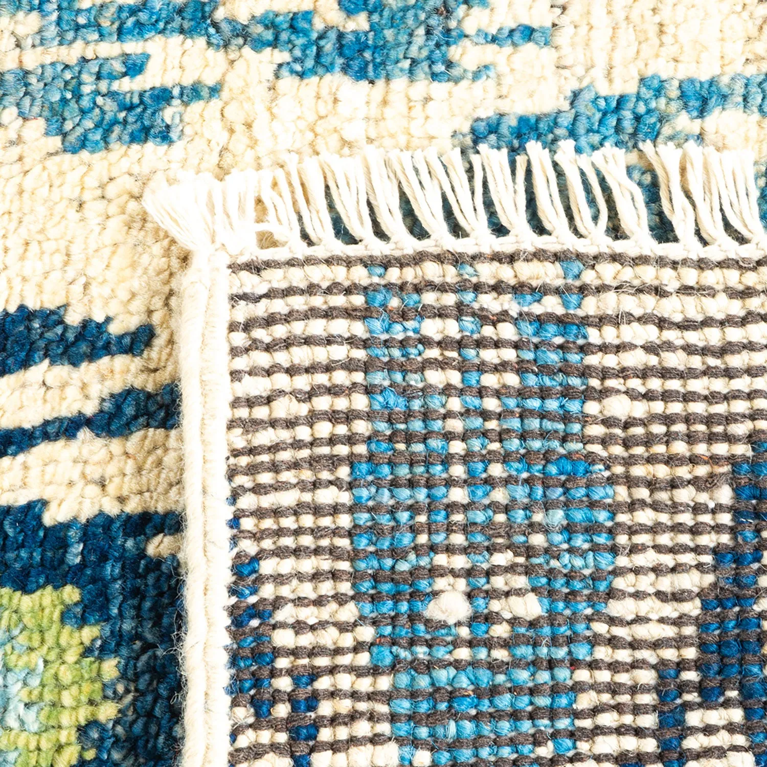 Blue Transitional Wool Runner - 2'7" x 10'10"