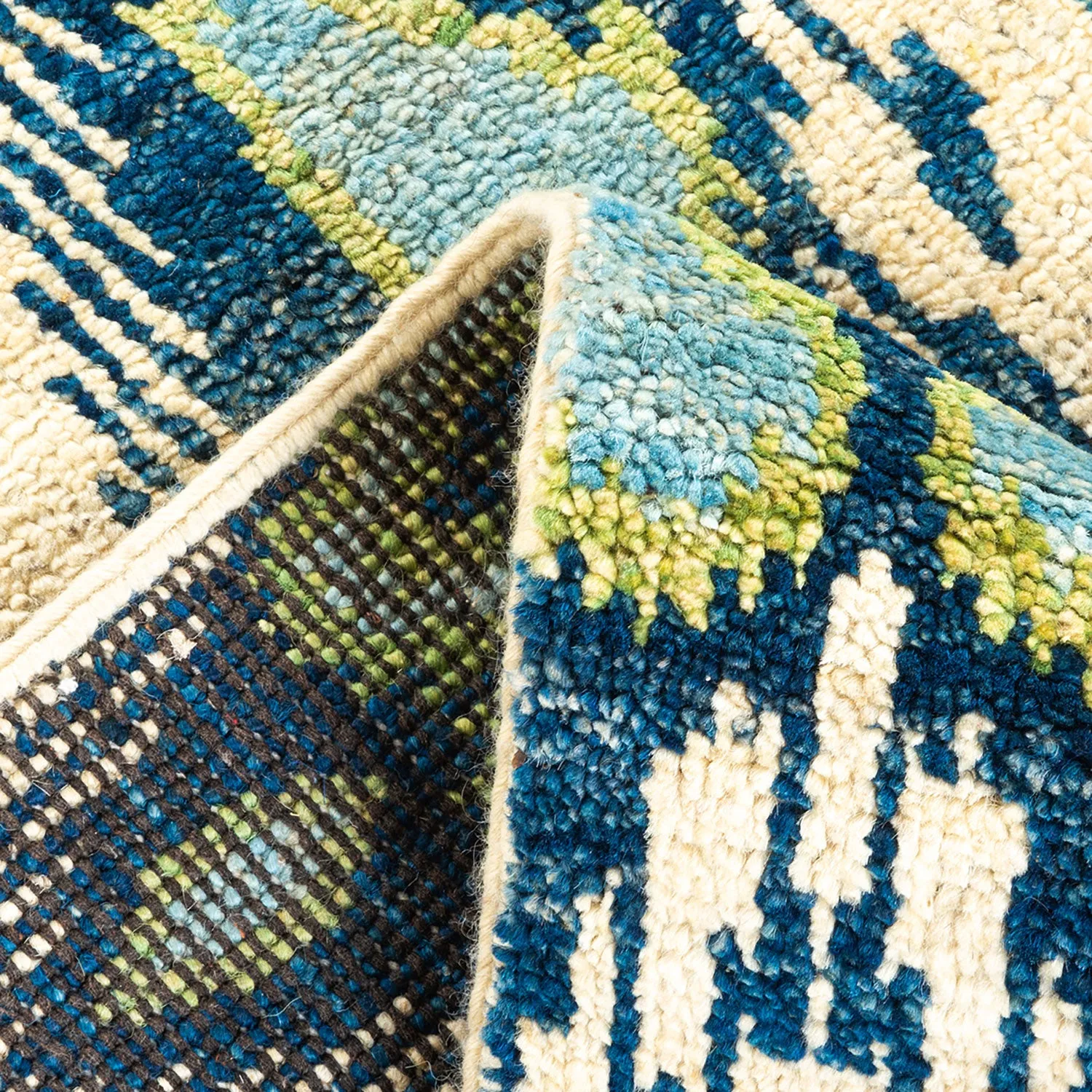 Blue Transitional Wool Runner - 2'7" x 10'10"