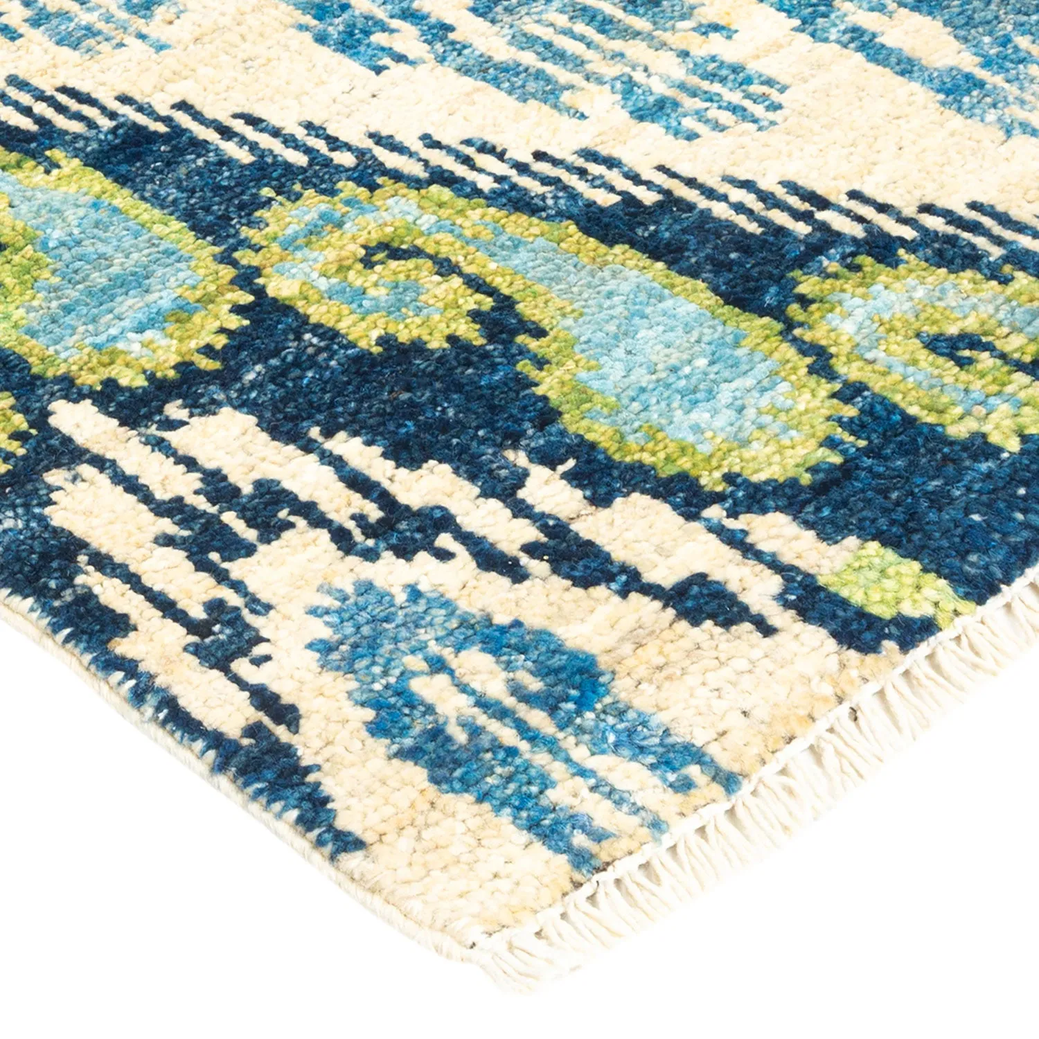 Blue Transitional Wool Runner - 2'7" x 10'10"