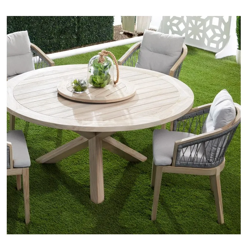 Boca Outdoor 63” Round Dining Table and Lazy Susan