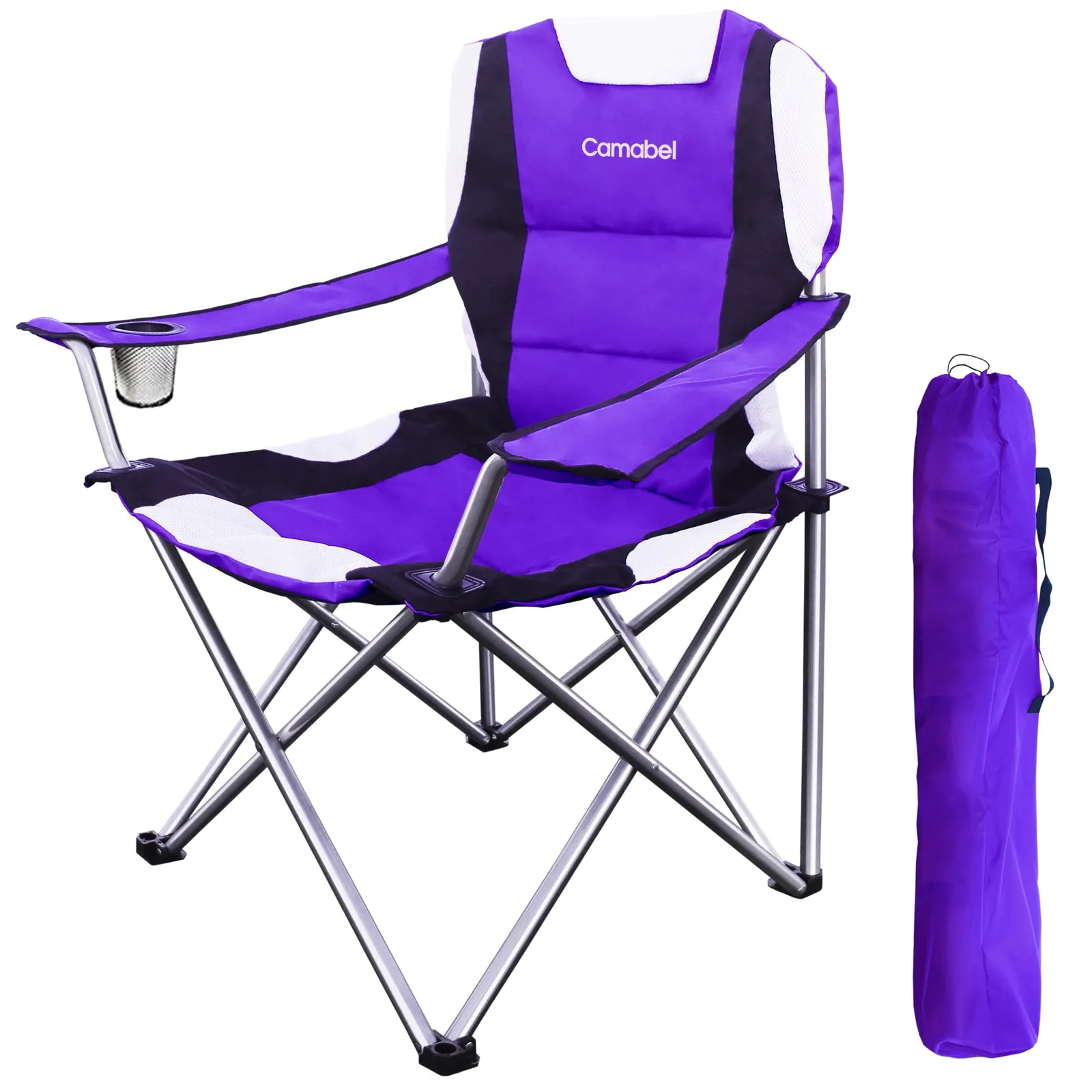 Camabel Folding Camping Chair Hold Up 400lbs Large Outdoor  Lightweight Chairs Purple Model No.ET325