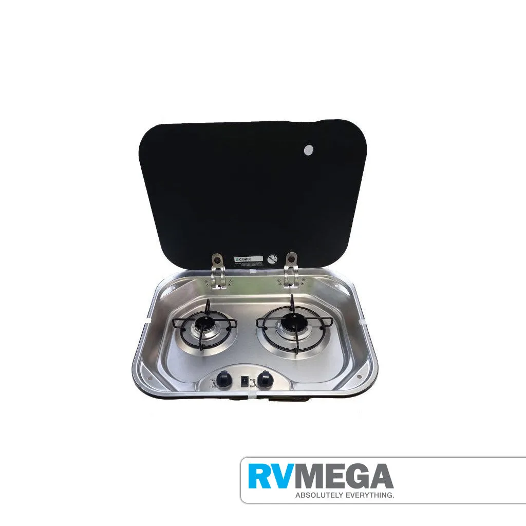 Camec 2 Burner Hob with Glass Lid & 12V Ignition