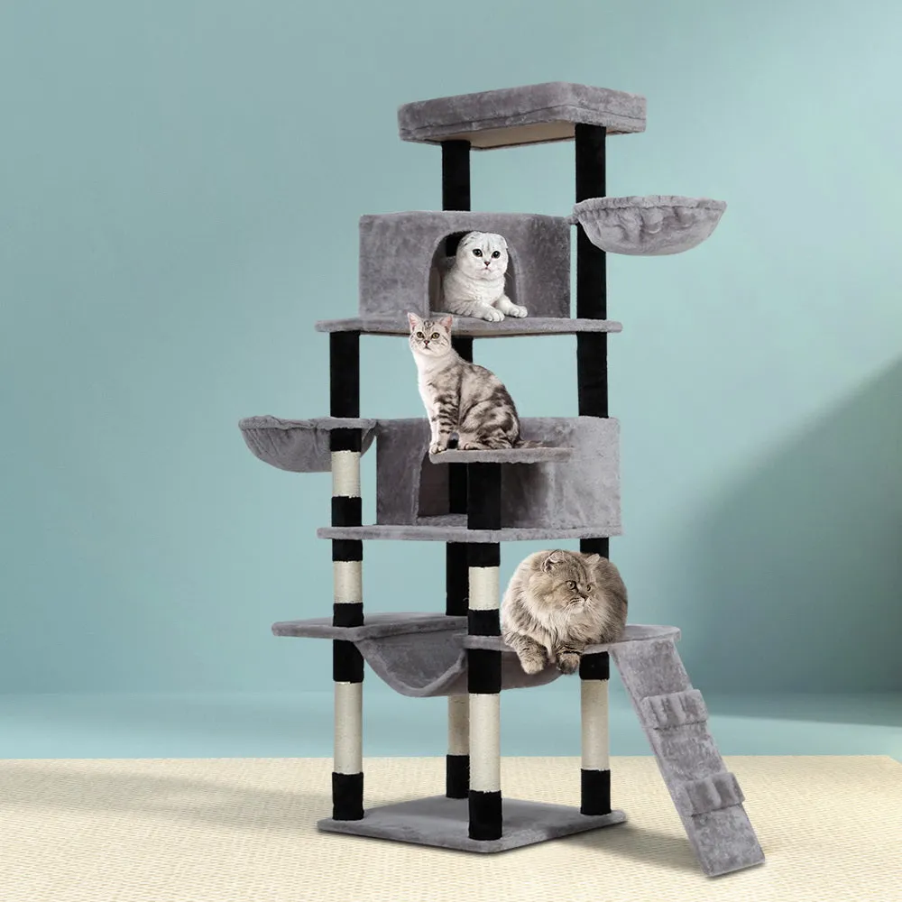 Cat Tree Tower Scratching Post Scratcher Wood Condo House Play Bed 161cm - Grey