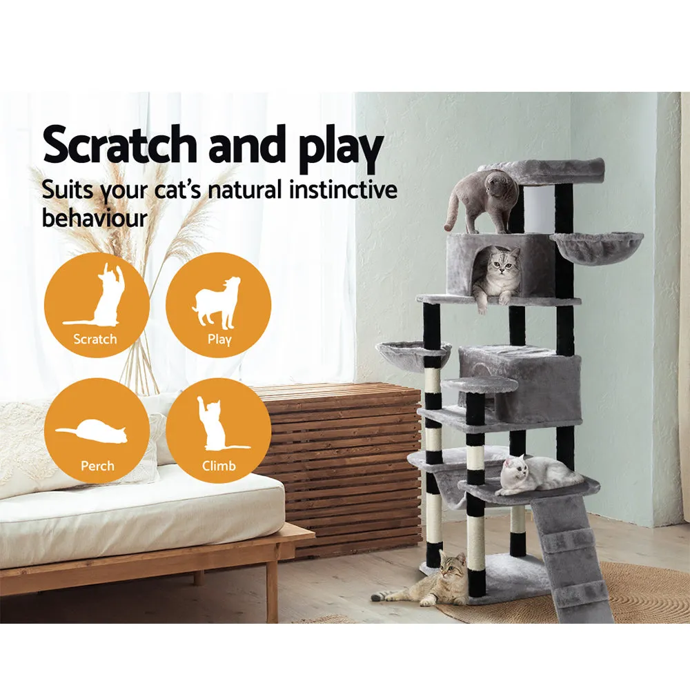 Cat Tree Tower Scratching Post Scratcher Wood Condo House Play Bed 161cm - Grey