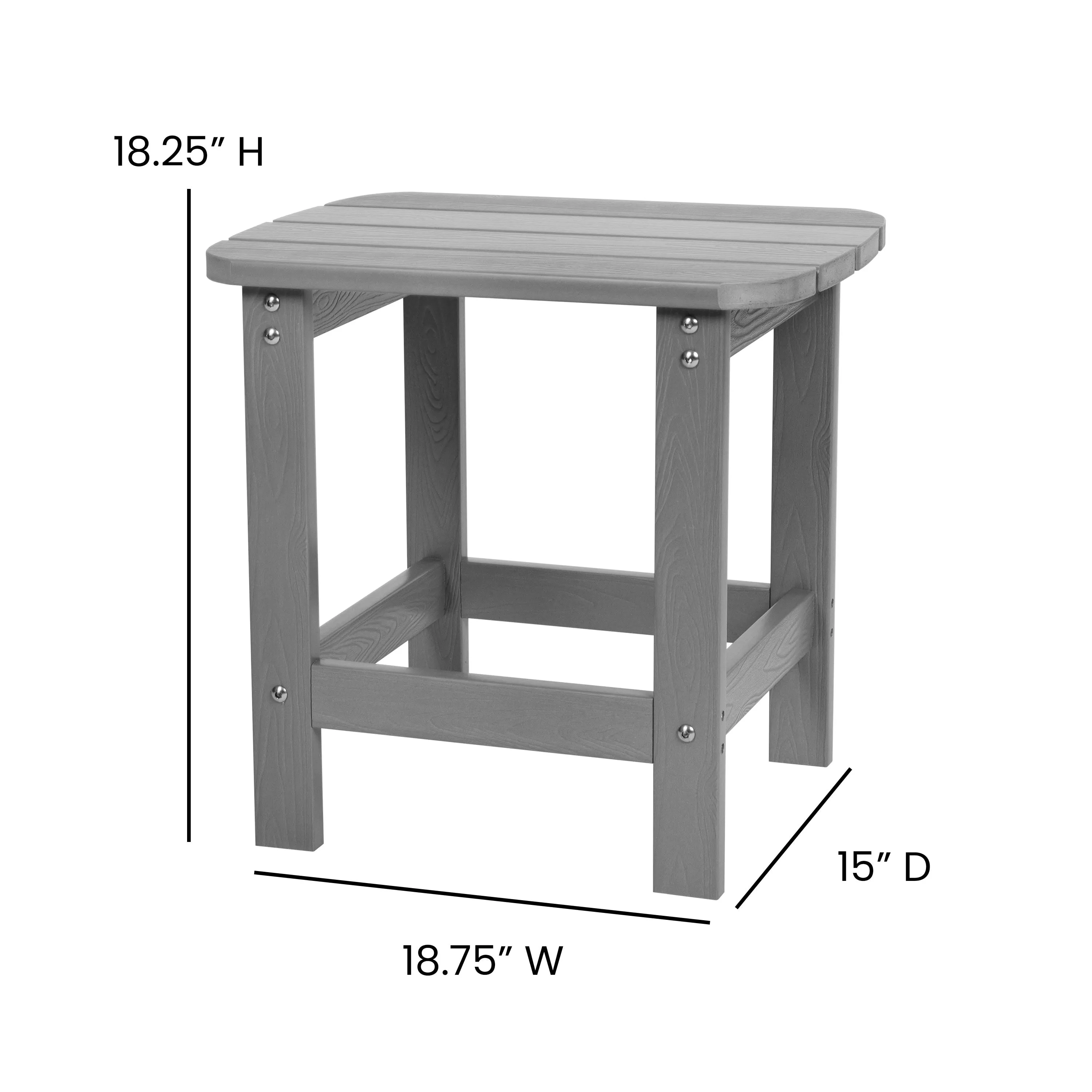 Charlestown All-Weather Poly Resin Wood Commercial Grade Adirondack Side Table