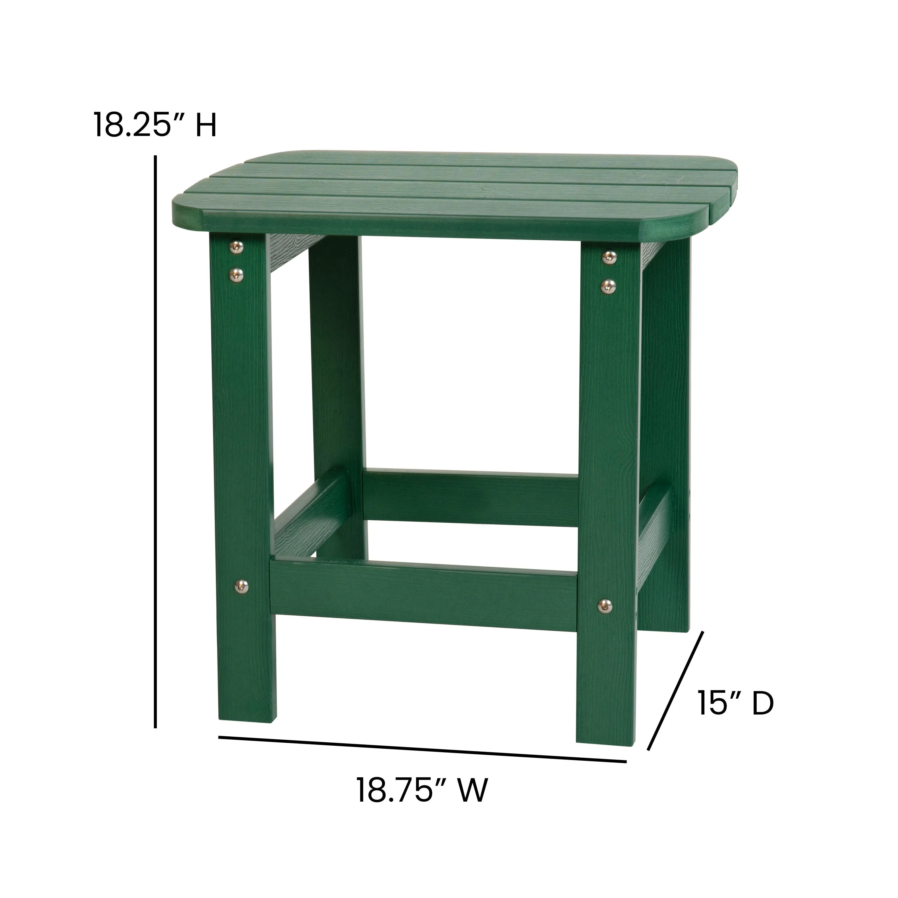 Charlestown All-Weather Poly Resin Wood Commercial Grade Adirondack Side Table