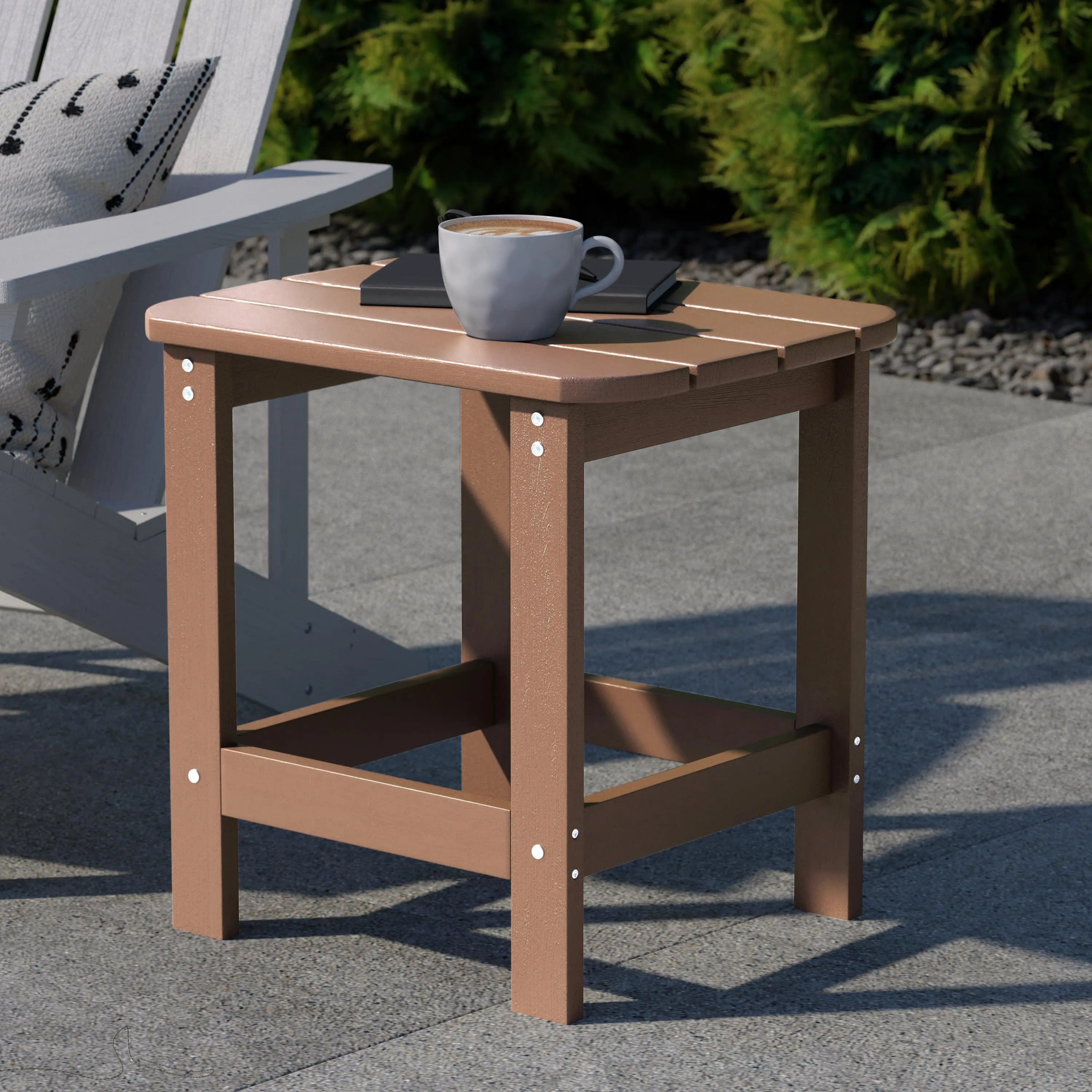 Charlestown All-Weather Poly Resin Wood Commercial Grade Adirondack Side Table