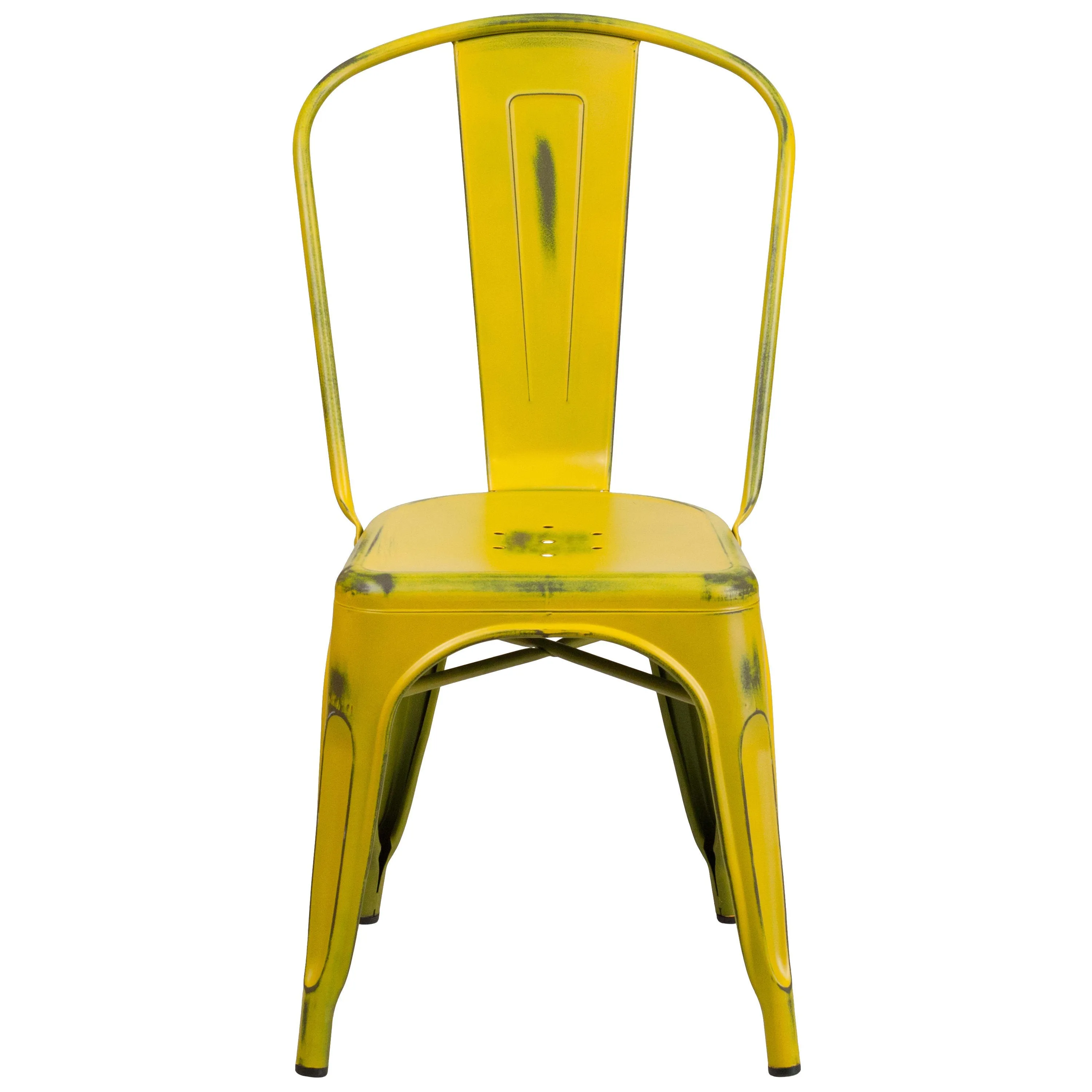 Commercial Grade Distressed Metal Indoor-Outdoor Stackable Chair