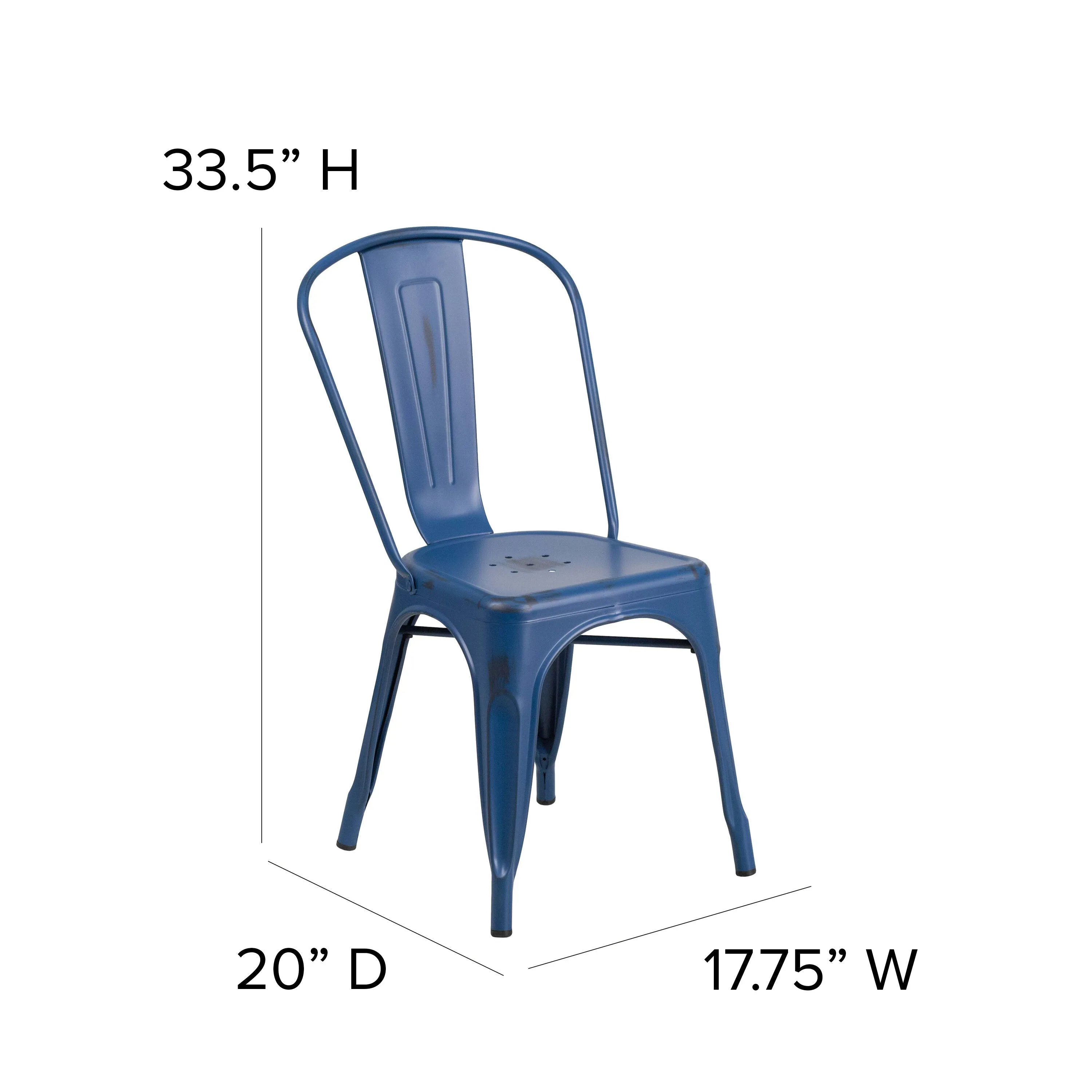 Commercial Grade Distressed Metal Indoor-Outdoor Stackable Chair