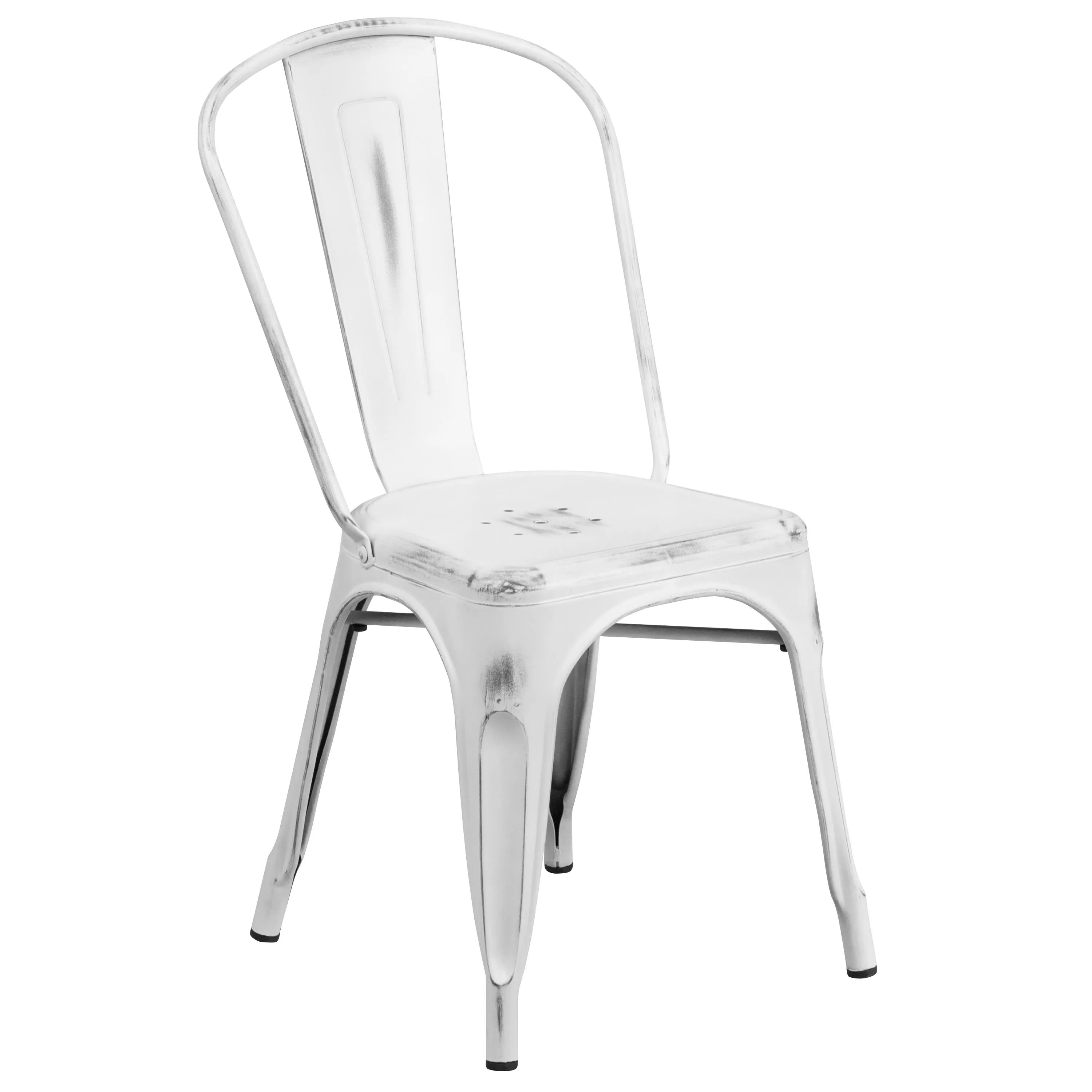 Commercial Grade Distressed Metal Indoor-Outdoor Stackable Chair