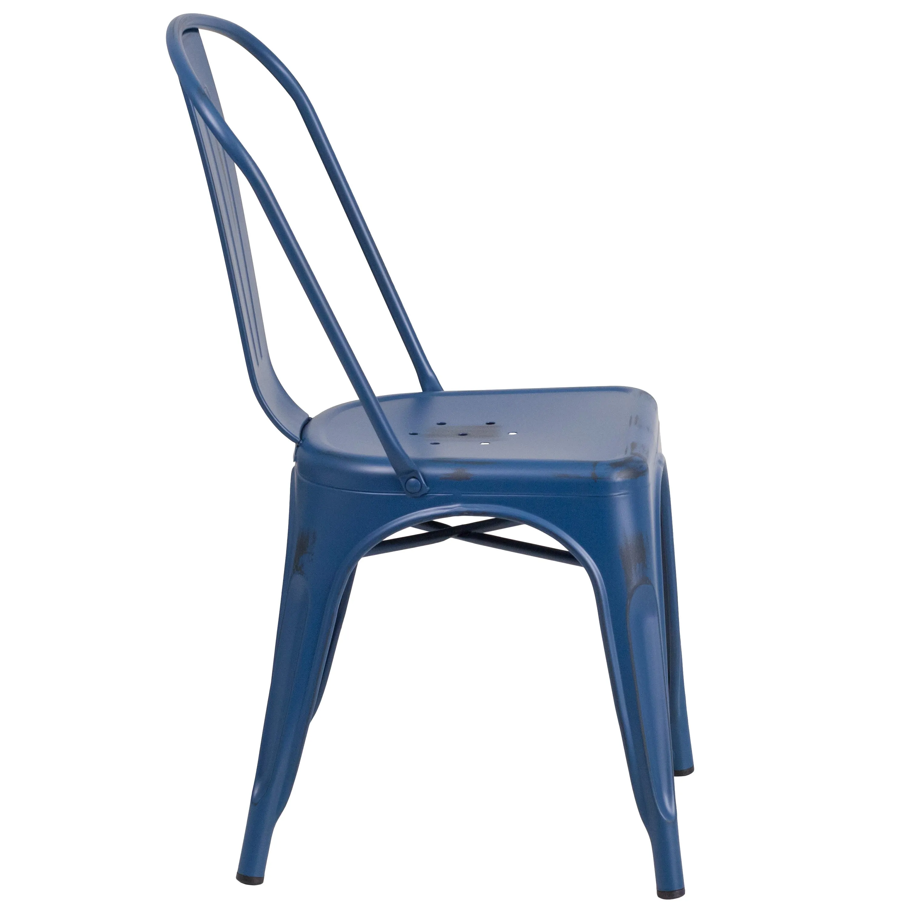 Commercial Grade Distressed Metal Indoor-Outdoor Stackable Chair