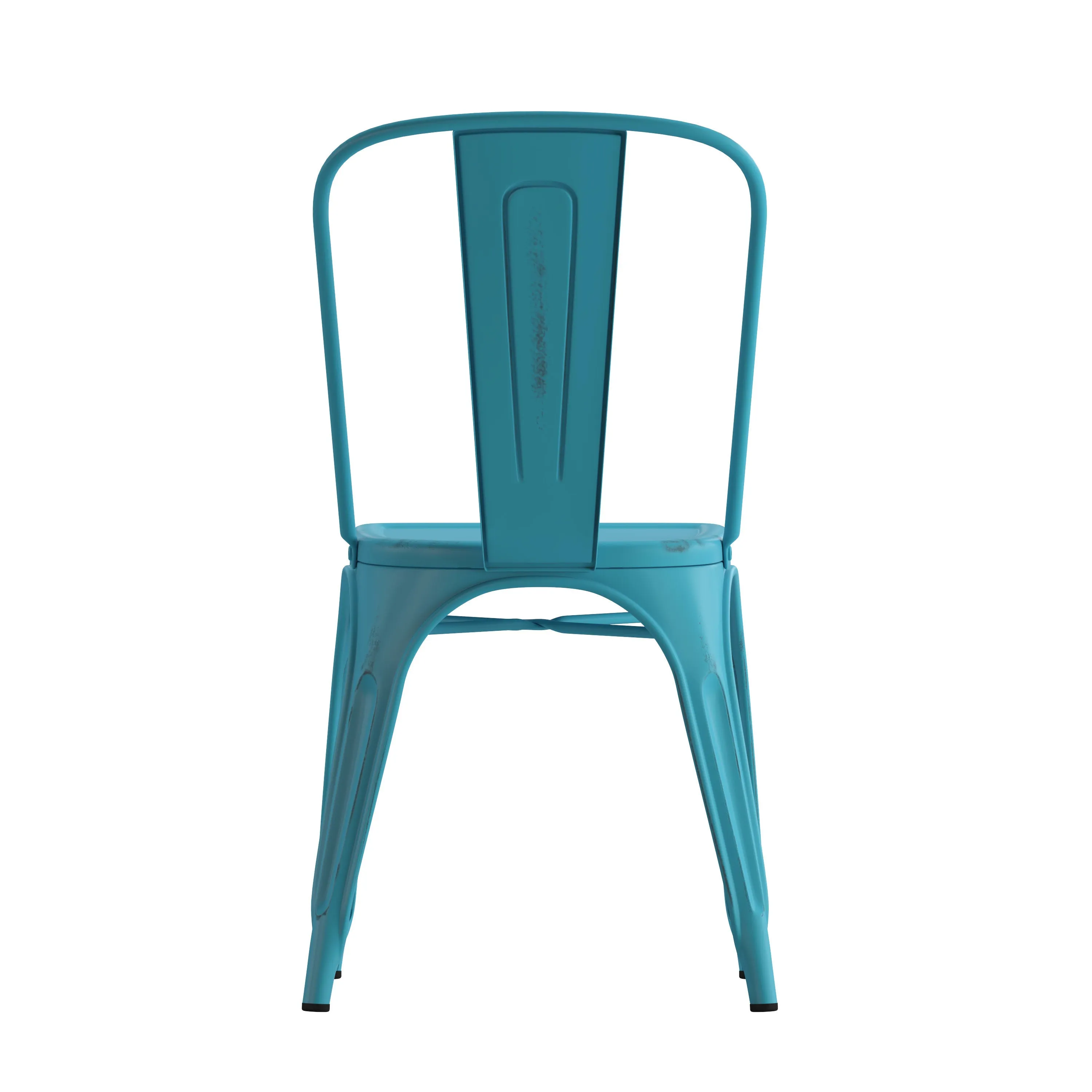 Commercial Grade Distressed Metal Indoor-Outdoor Stackable Chair