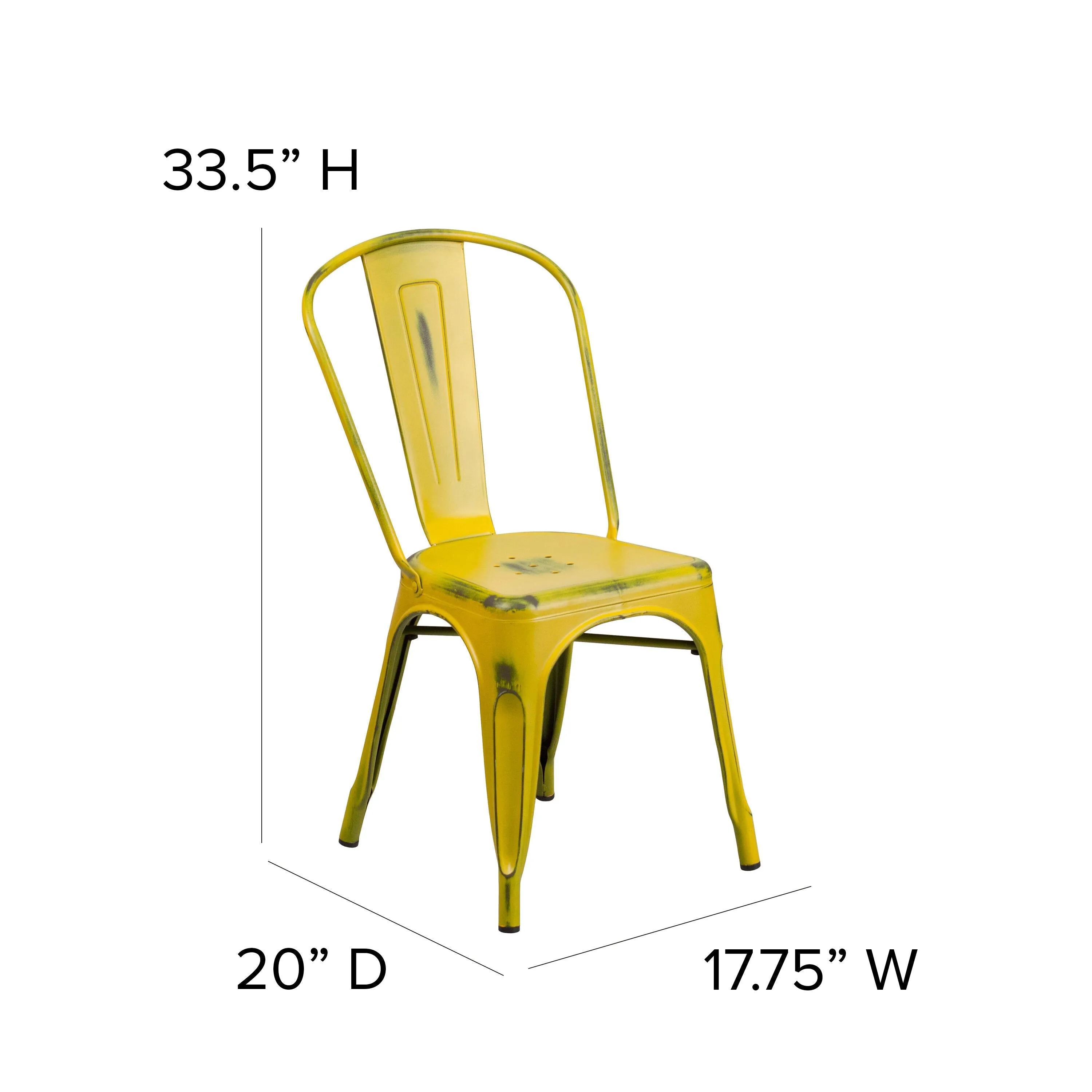 Commercial Grade Distressed Metal Indoor-Outdoor Stackable Chair