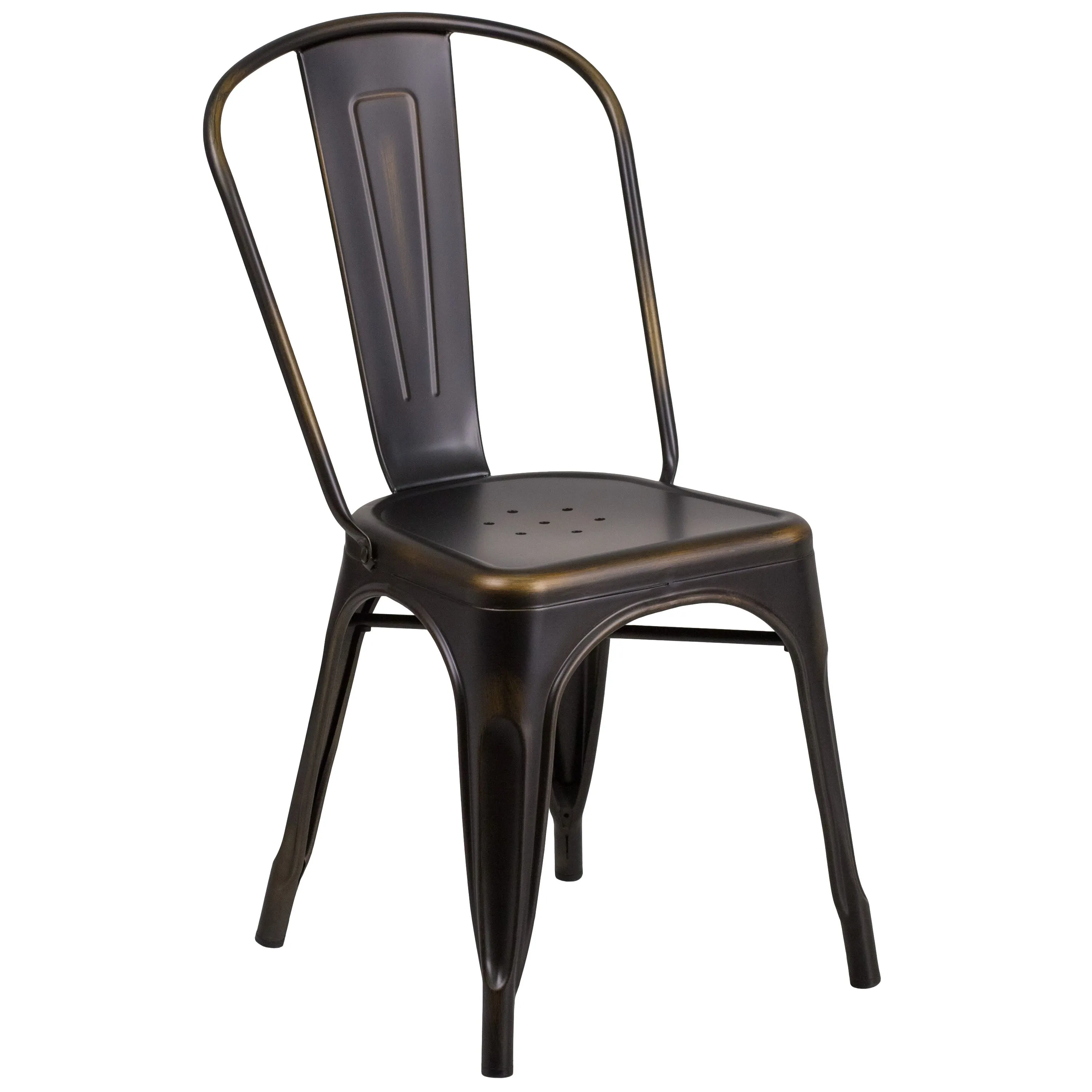 Commercial Grade Distressed Metal Indoor-Outdoor Stackable Chair