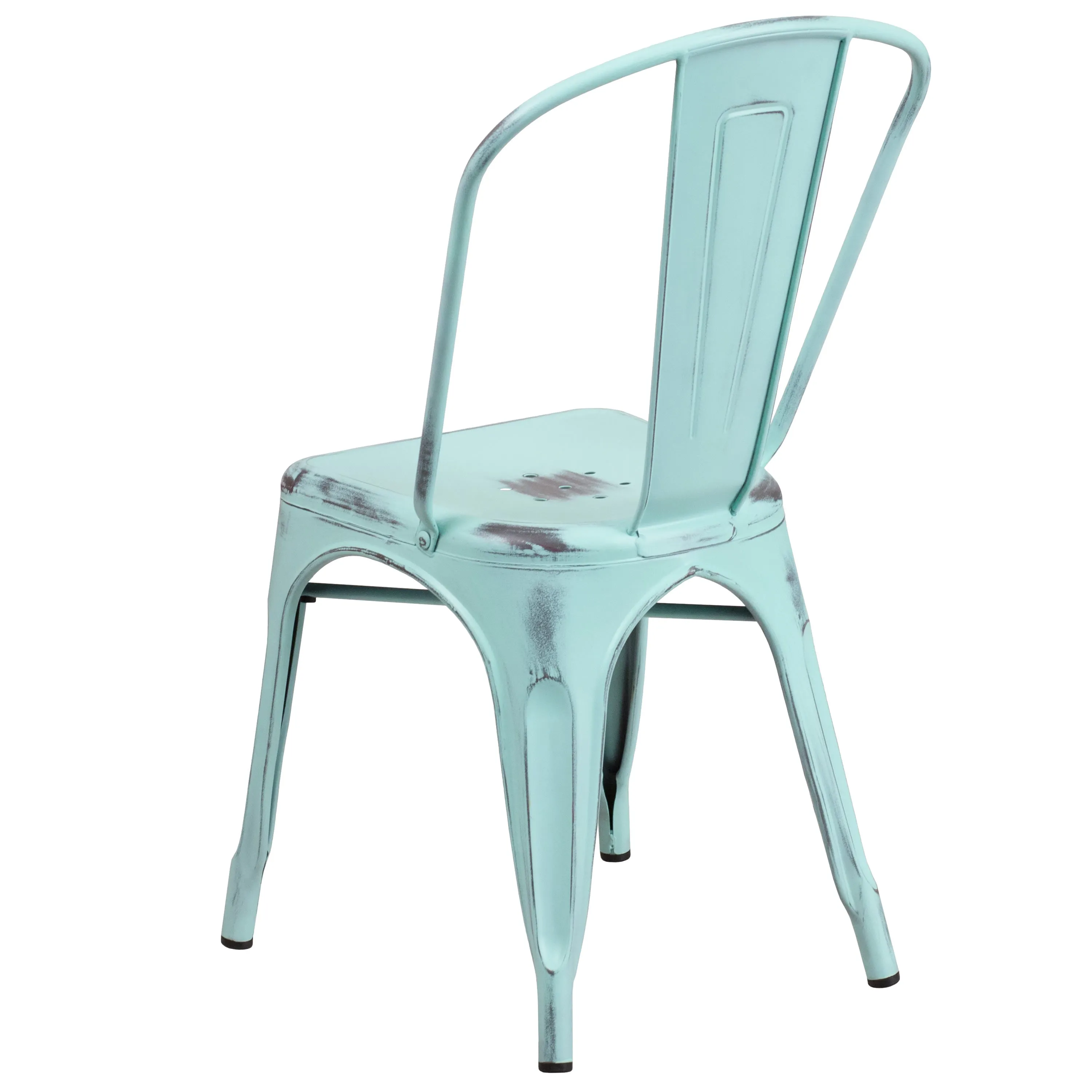 Commercial Grade Distressed Metal Indoor-Outdoor Stackable Chair